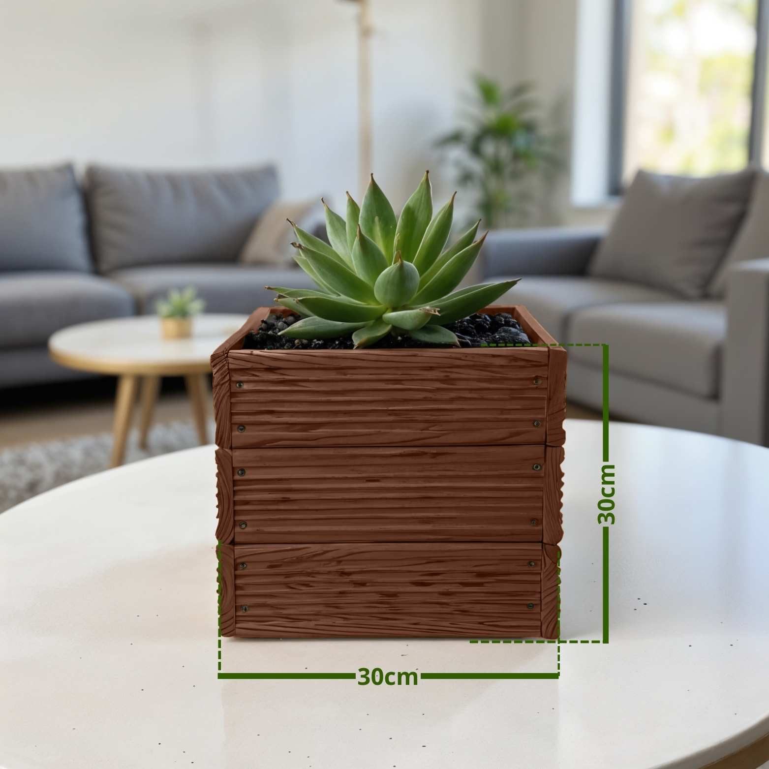 Floranica Übertopf Eckige Blumentopf Pflanzentopf Blumenkasten Kräutertopf (ohne Roller, 1 St., Braun), für drinnen und draußen - für Garten, Balkon, Terrasse und Wohnräume