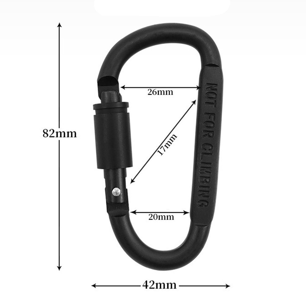 Karabiner D-Ring-Schnallen-Karabiner,Aluminium-Karabiner-Clipschloss,D-Karabiner Dsen Schwarz