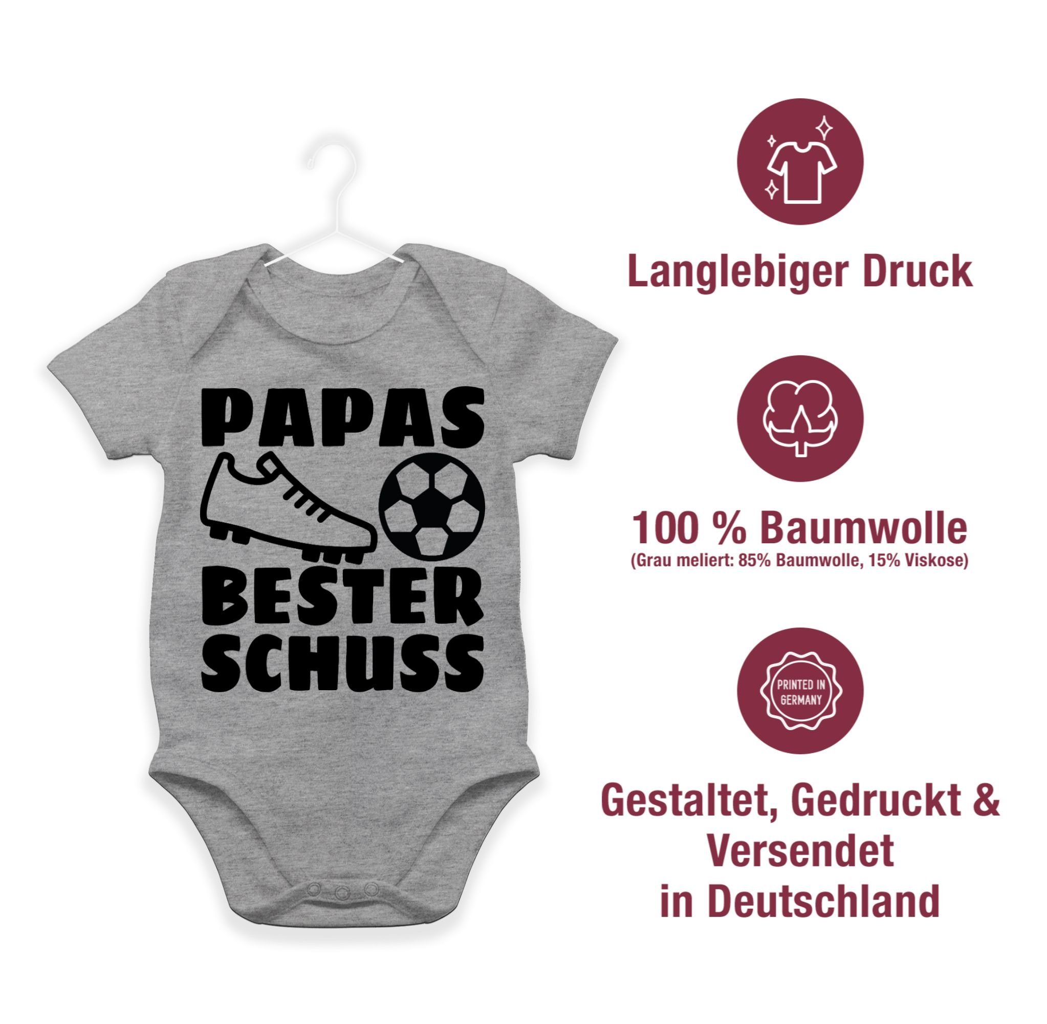 Shirtracer Shirtbody Papas bester Treffer Vatertag 1 - schwarz mit Grau Baby Fussball meliert Geschenk