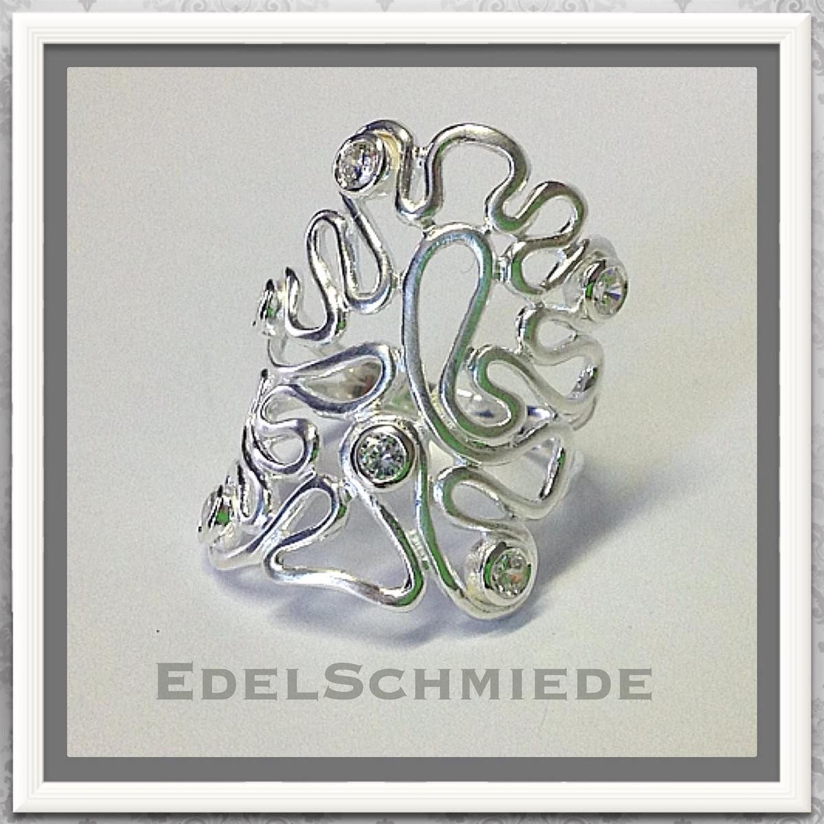 Silberring moderner Silberring 925 mit Zirkonia - matt - #54