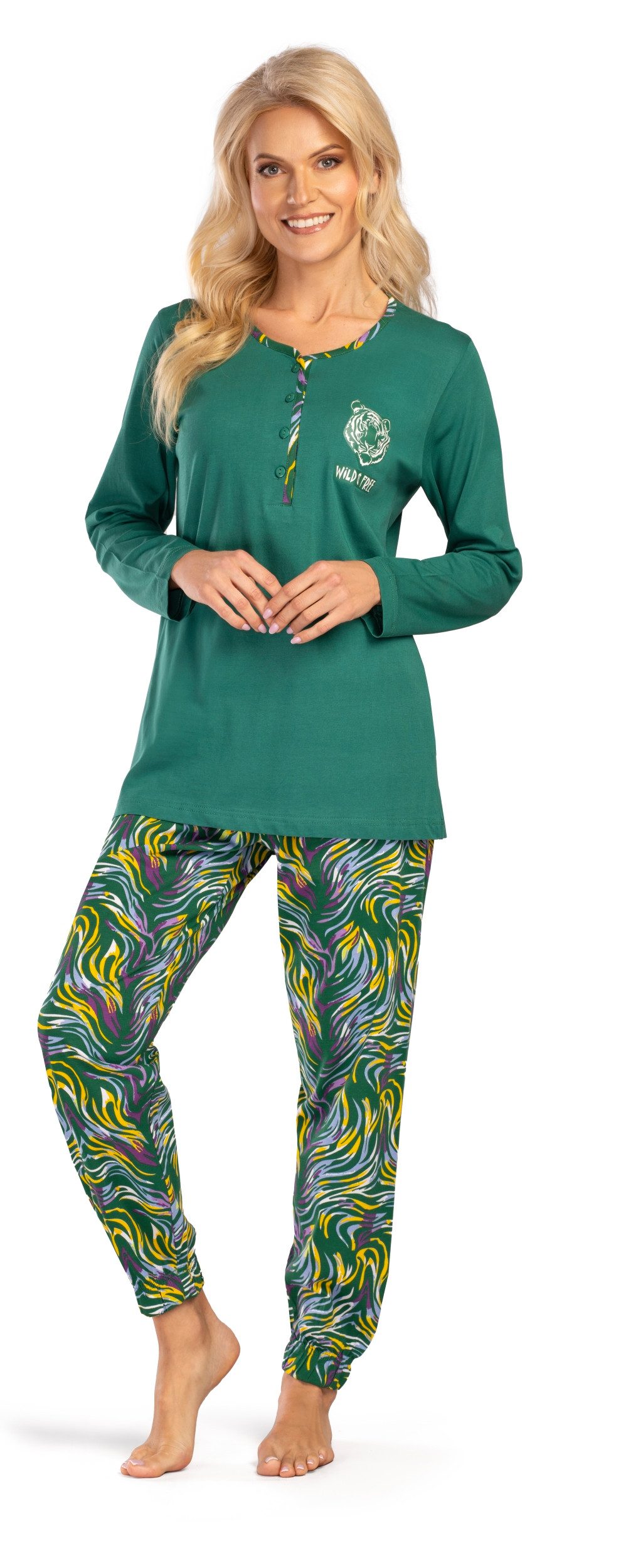 Consult-Tex Schlafanzug Damen Pyjama Schlafanzug lang DF469 (Spar-Set, 1 Stück) aus reiner Baumwolle-Jersey