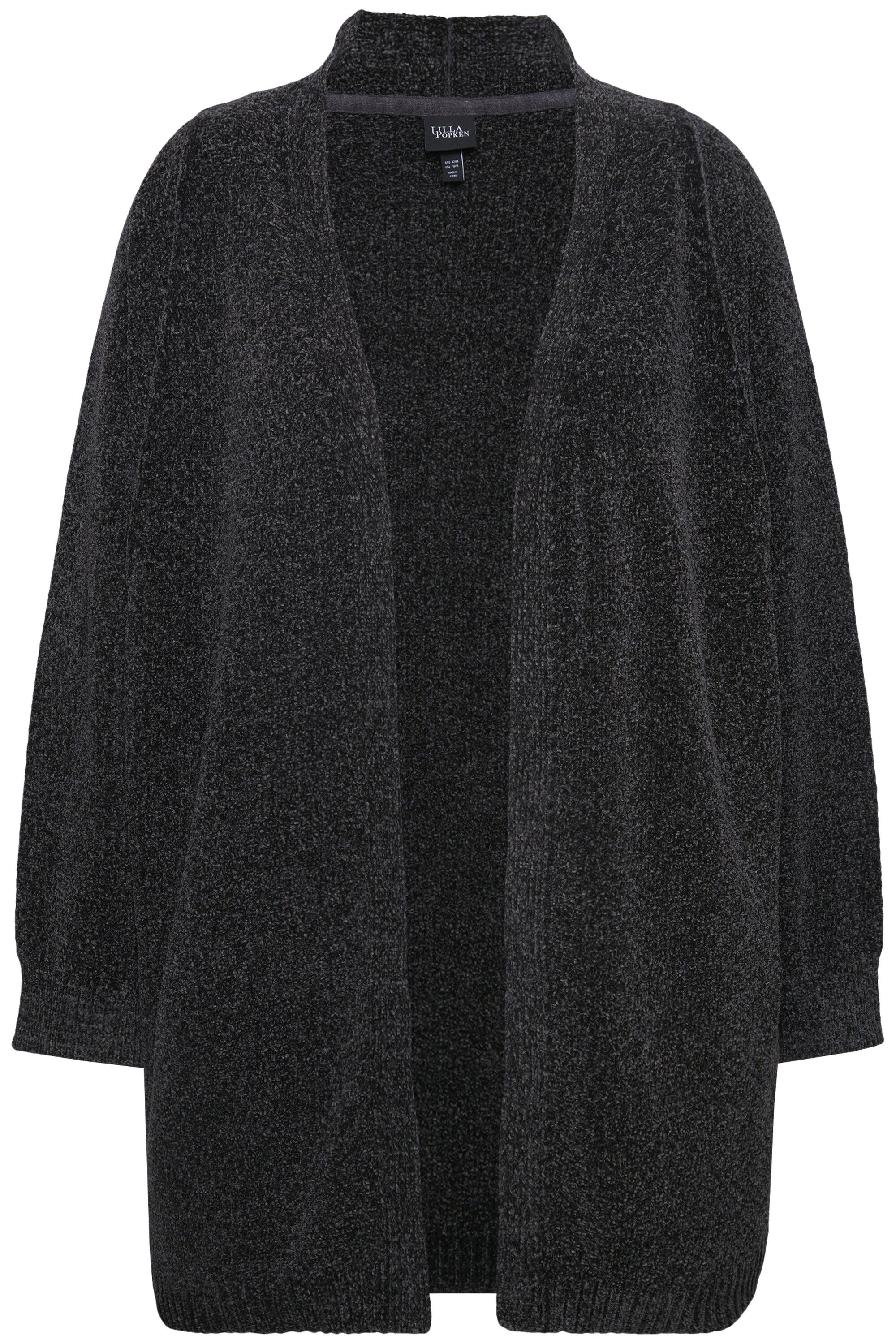 Ulla Popken Strickjacke Chenille-Strickjacke Oversized V-Ausschnitt