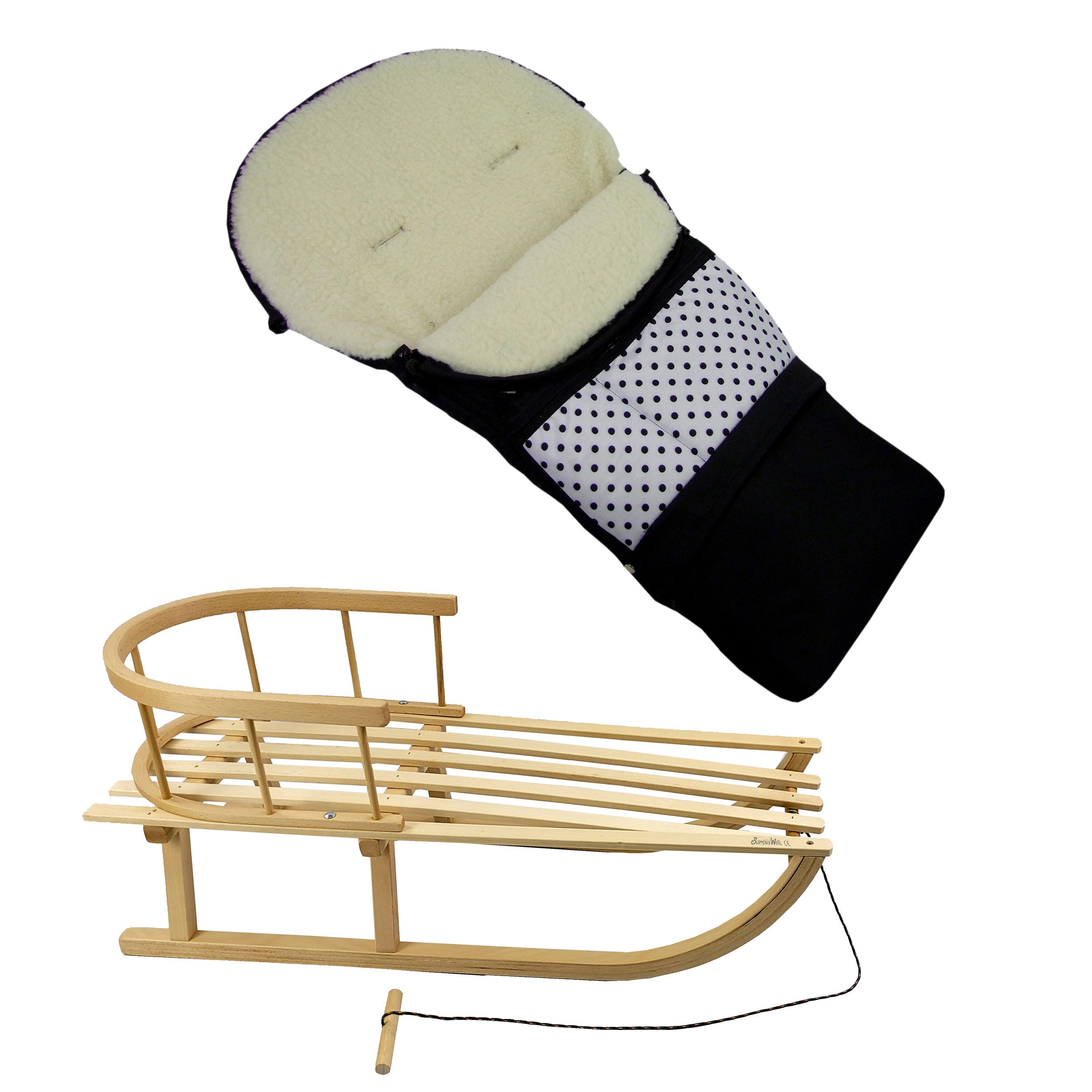 BambiniWelt by Rafael K. Davoser Санки HOLZSCHLITTEN + WINTERFUßSACK WOLLE 3in1