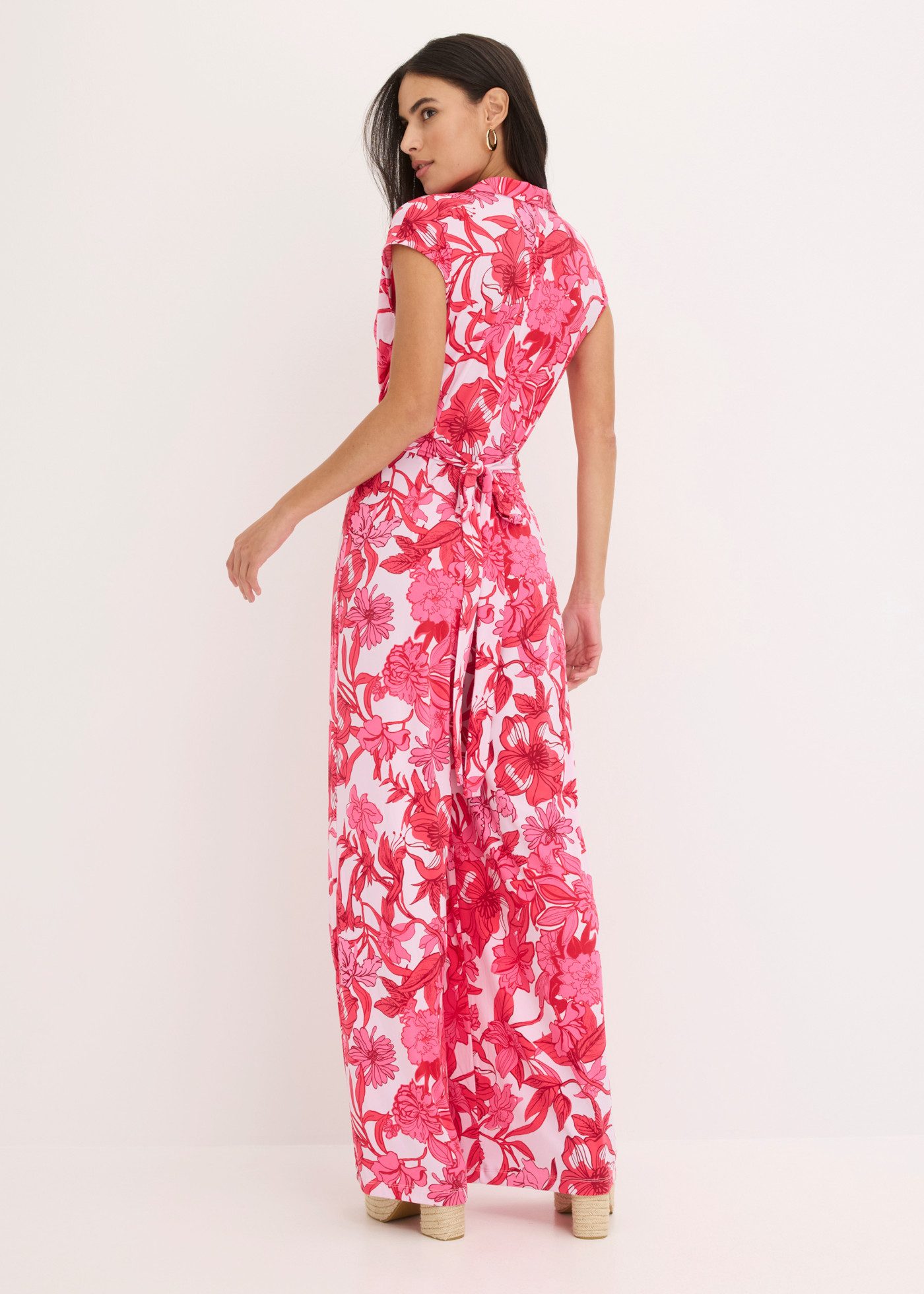bonprix Jumpsuit floral bedruckt, weites Bein, mit Drapierung in der Taille, ärmellos – Bild 2 von 5