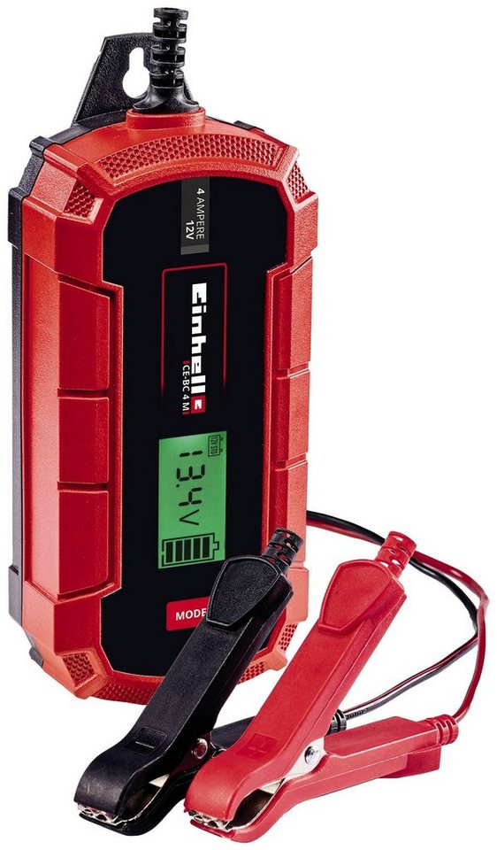 Einhell CE-BC 4 M Autobatterie-Ladegerät (4000 mA, 12 V, 4 A),  Vollisolierte Polklemmen, Überladungs-, Kurzschluss- und Verpolungsschutz