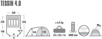 High Peak Kuppelzelt Zelt Tessin 4.0, Personen: 4 (mit Transporttasche)