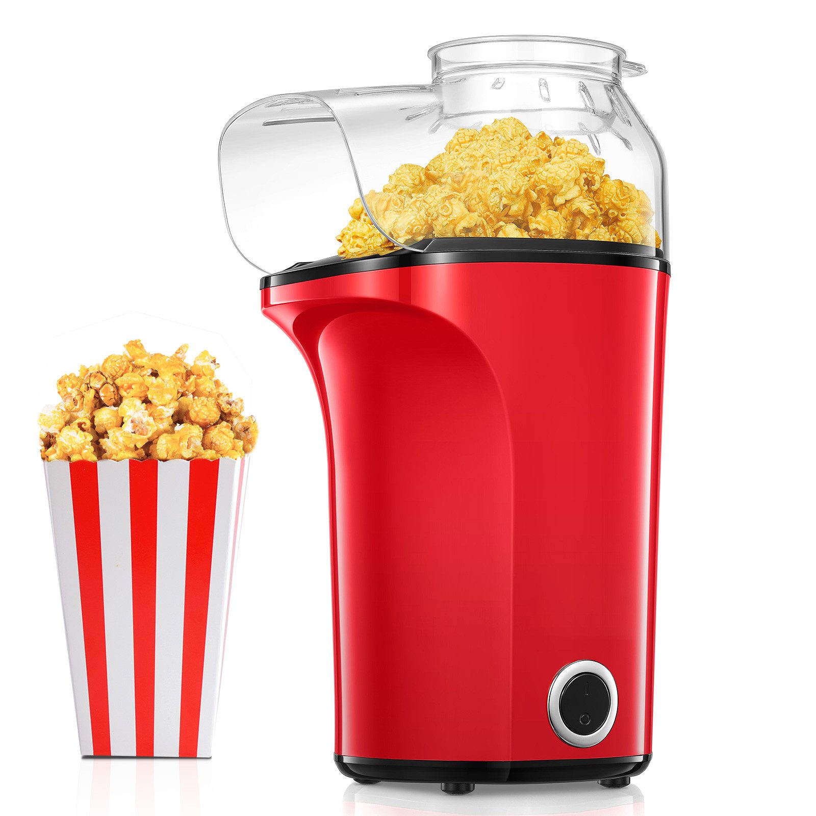 FOHERE Popcornmaschine Professioneller Heißluft-Popcornmaschine mit 4L Kapazität, 99% Pop-Rate, Antihaft-Beschichtung, Einfache Reinigung
