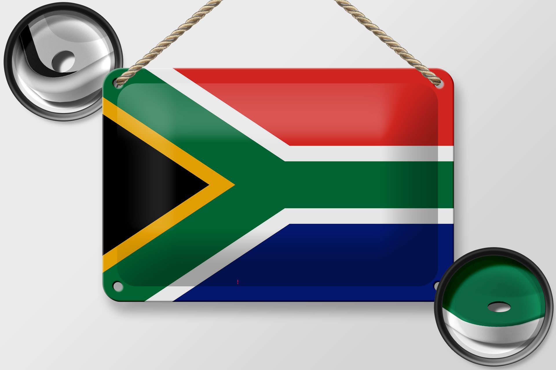 Femer GmbH Metallschild Flagge Südafrikas 18x12cm Flag of South Africa, (1 St), gewölbte Oberfläche, abgerundete Ecken, umgeschlagene Kanten