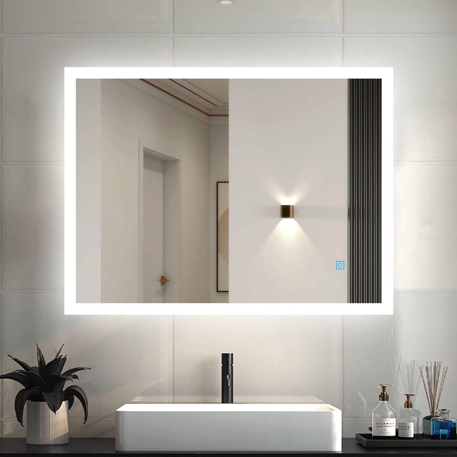 duschspa Badspiegel 50-120 cm Touch Kaltweiß, Beschlagfrei