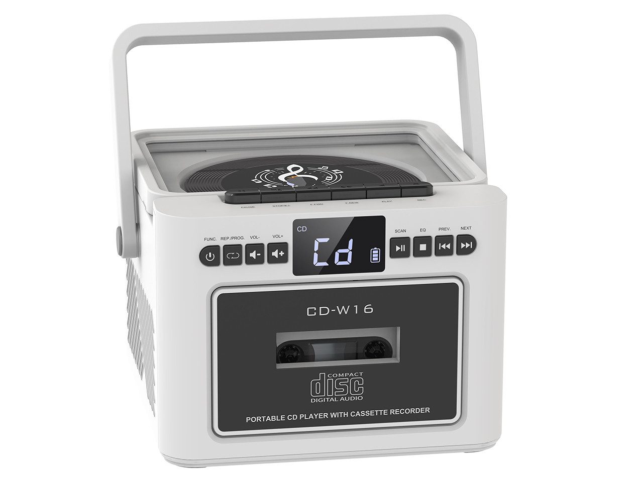 Greadio W16 Tragbarer CD-Player Kassettenrekorder mit Bluetooth 5.1 FM Radio CD-Player (Bluetooth)