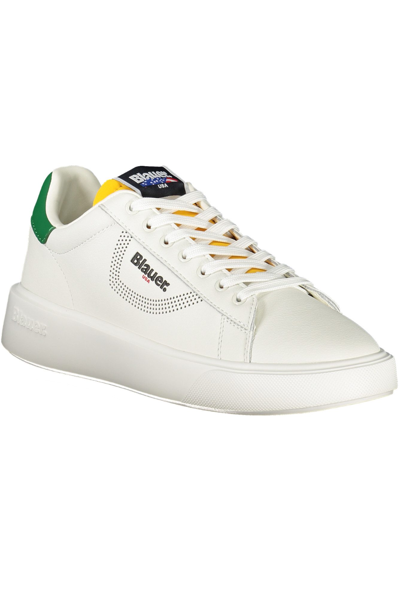 Blauer Sneaker Weißer Herren-Sportschuh mit grünen Details und