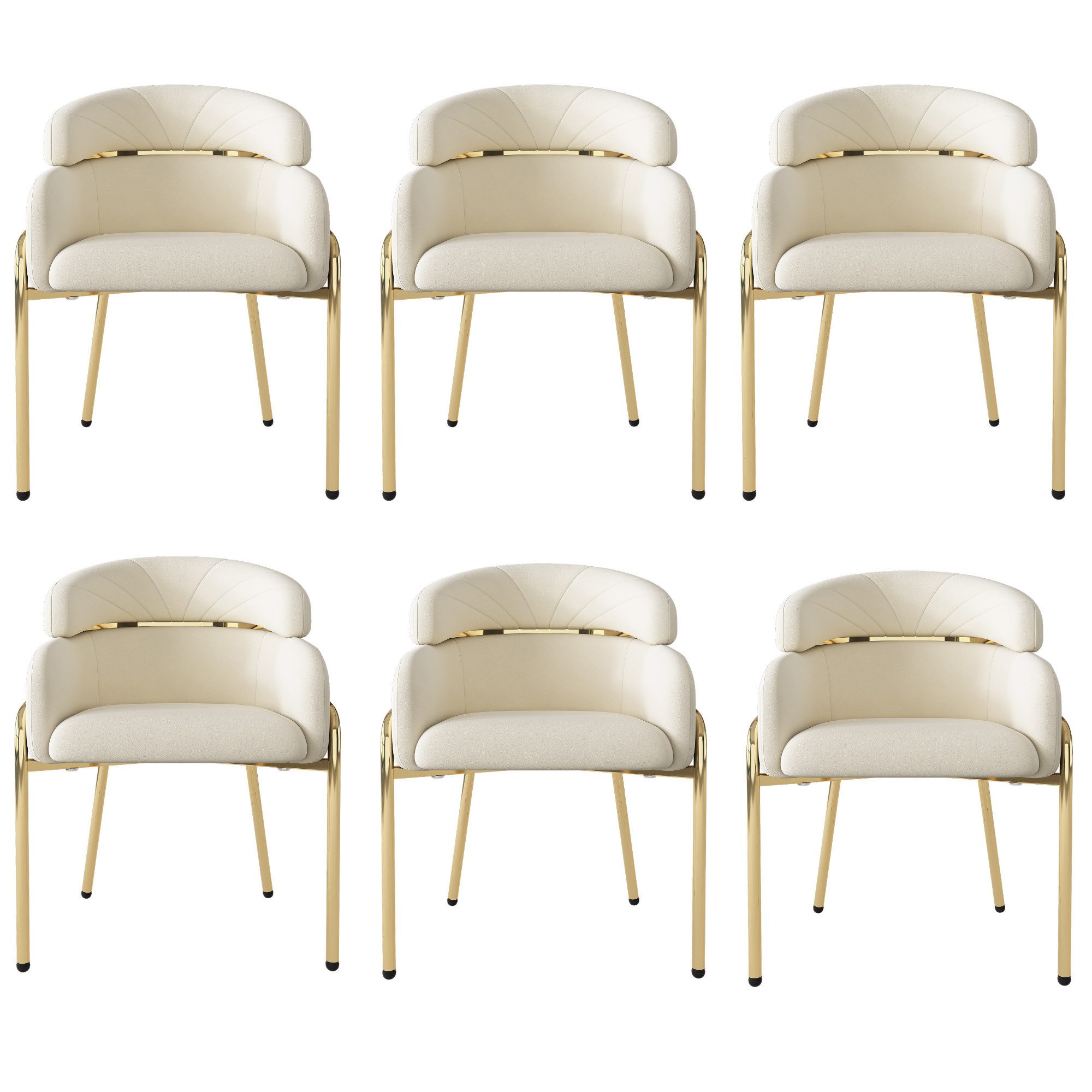 Flieks Polsterstuhl (Set, 6 St), 6er Set Esszimmerstühle Armlehnstühle Schminkstuhl Wohnzimmer Samt