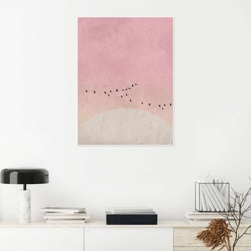 Posterlounge Poster Finlay and Noa, Vogelzug zu Sonnenaufgang, Arztpraxis Minimalistisch Illustration
