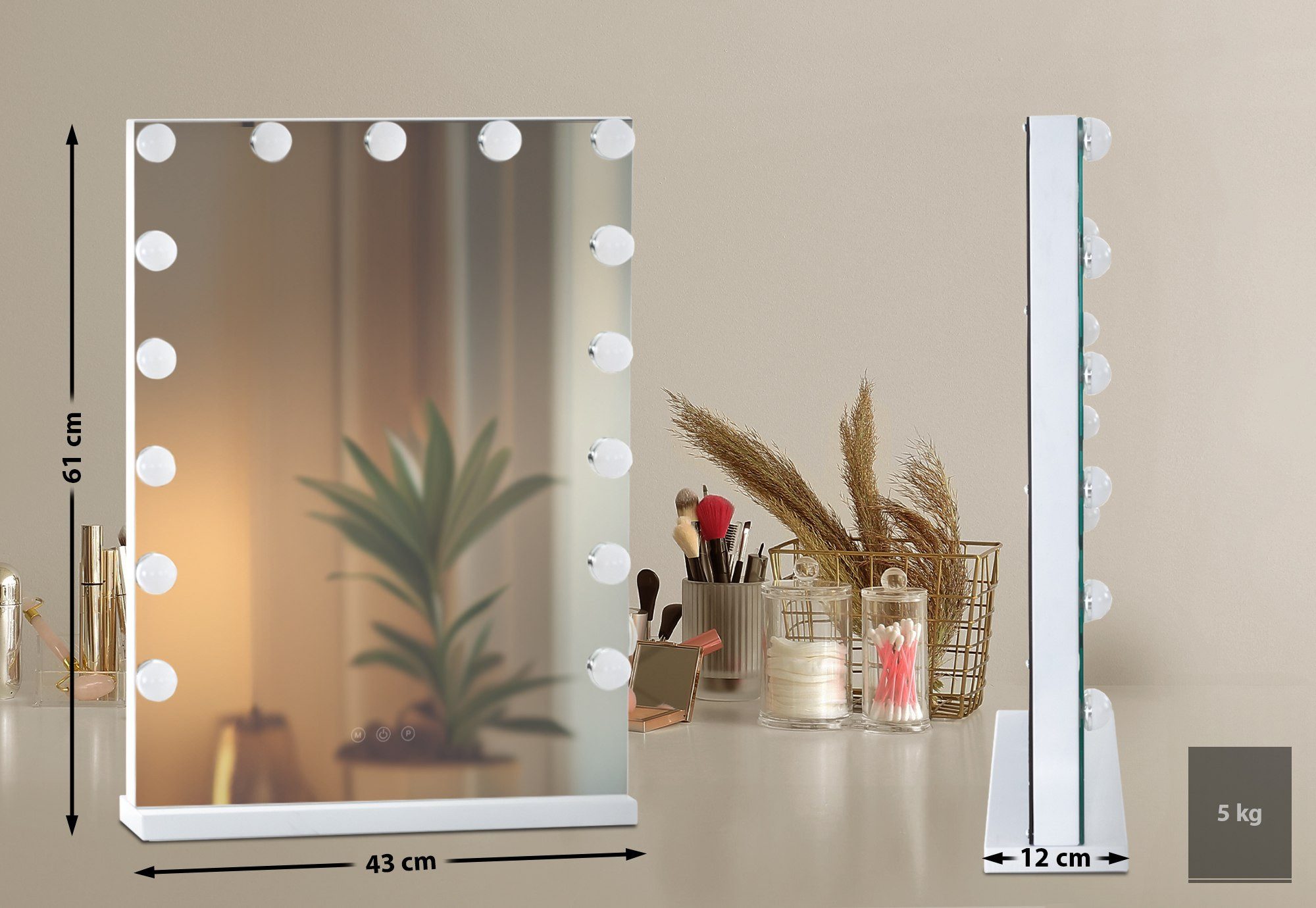 CLP Schminkspiegel Murrieta, LED, dimmbar, drei Lichtmodi, USB-Port günstig online kaufen