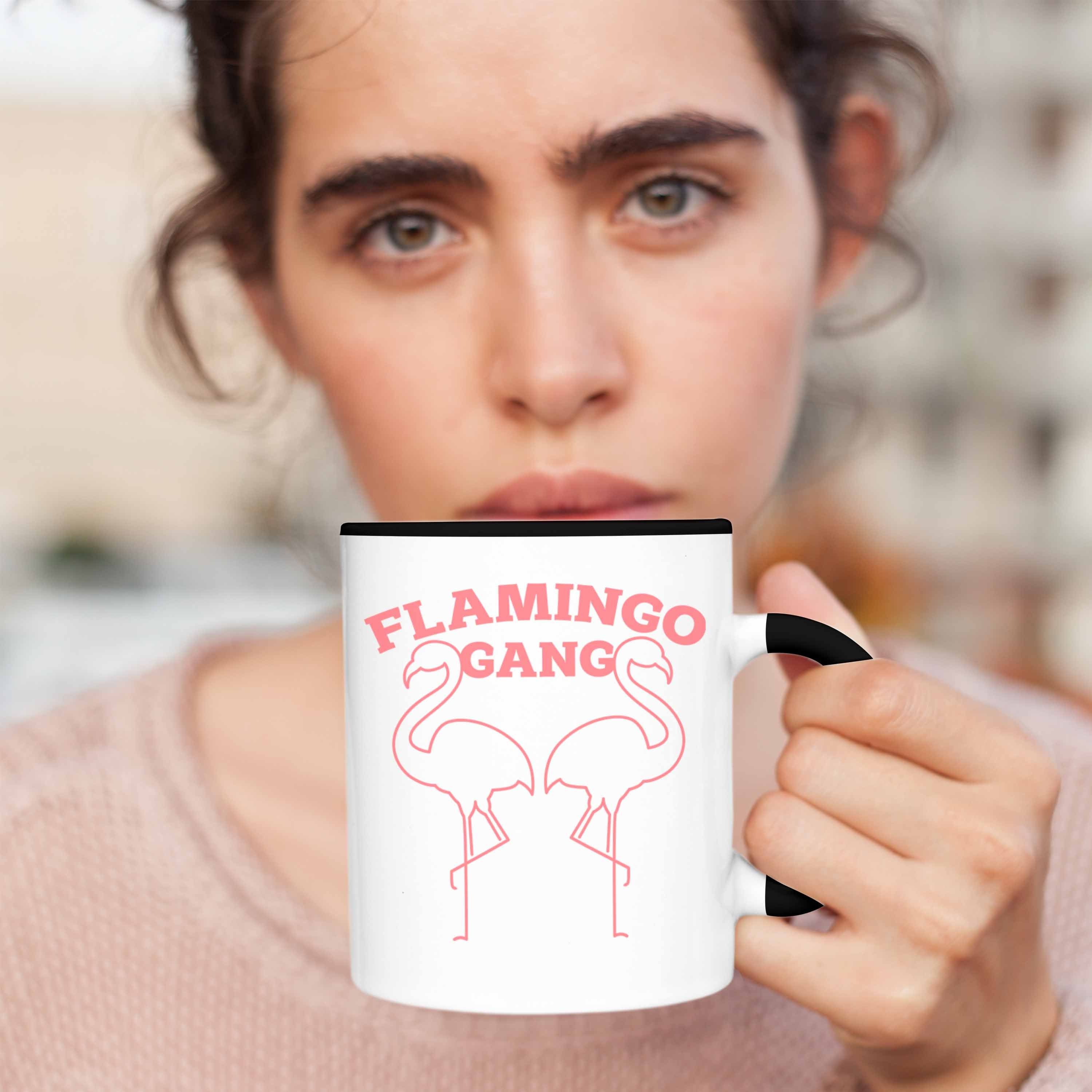 Trendation Tasse Trendation -Flamingo Pink Tasse Lustige Flamingo-Fans Fla Schwarz Geschenkidee