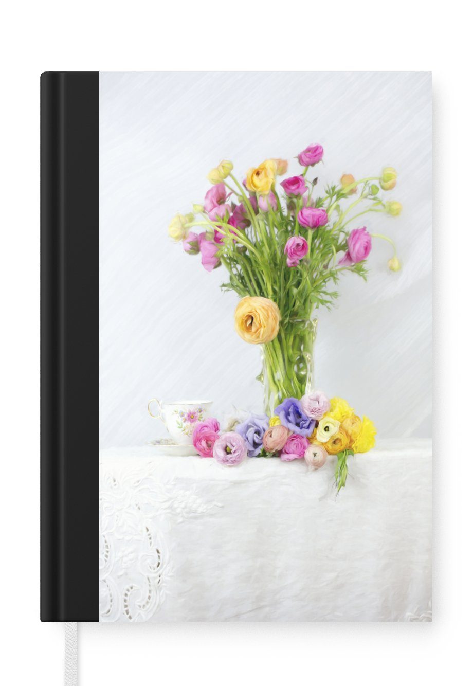 MuchoWow Notizbuch Stillleben - Farben Journal, Seiten, Notizheft, 98 A5, Haushaltsbuch Blumen, - Merkzettel, Tagebuch