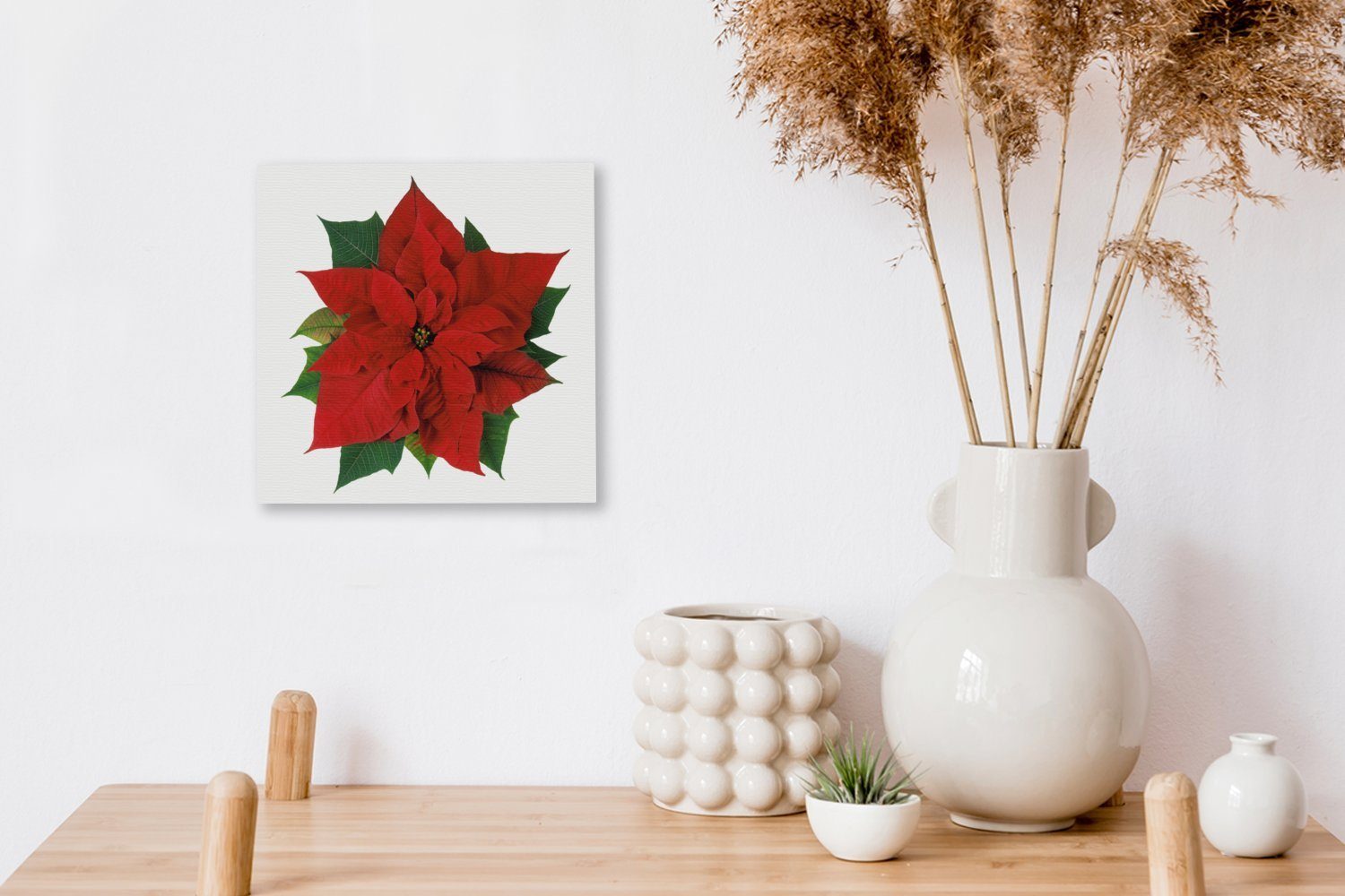 OneMillionCanvasses® (1 - Weihnachtsstern Leinwandbild Bilder Leinwand für Schlafzimmer Weihnachtsblume, Wohnzimmer St),