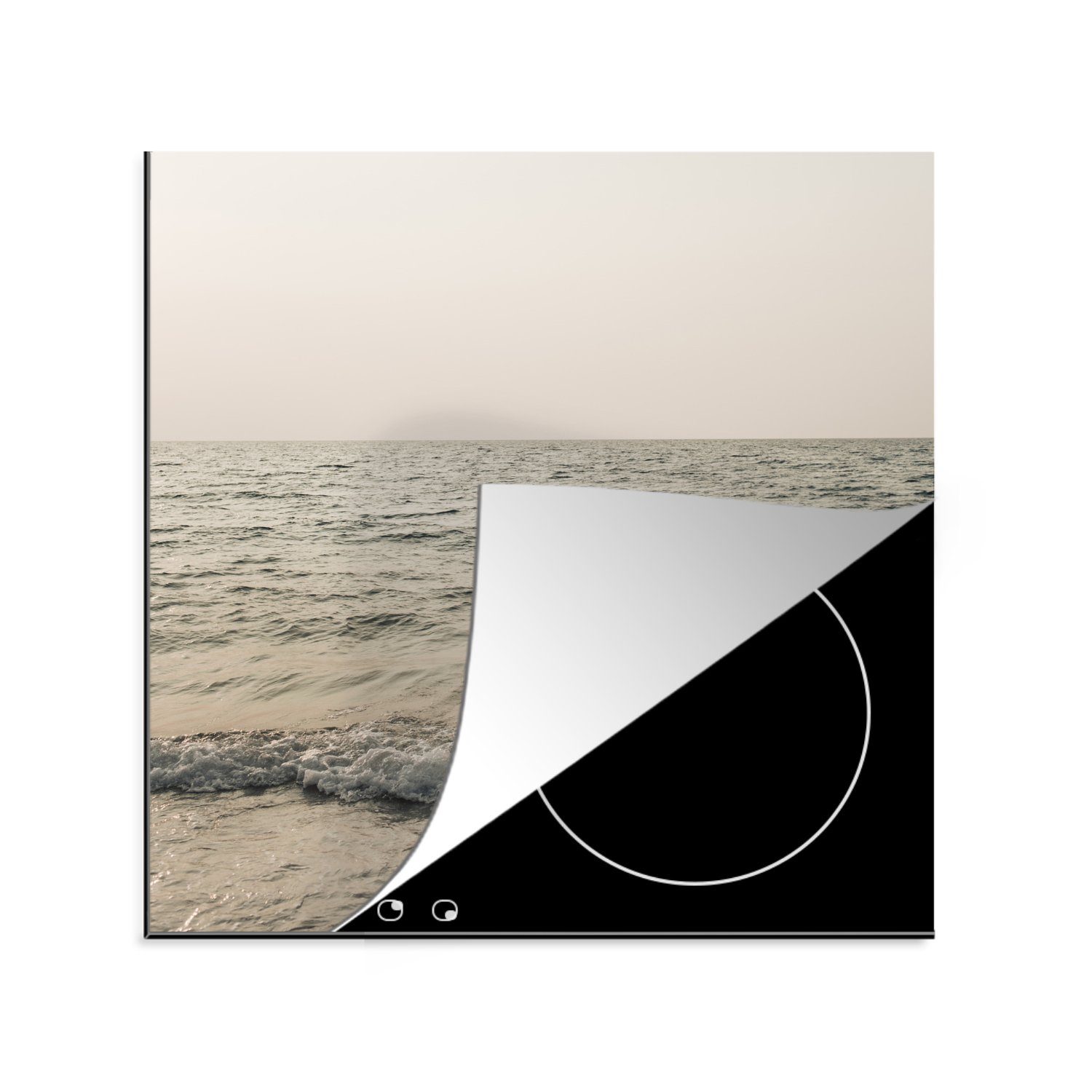 MuchoWow Herdblende-/Abdeckplatte Sommer - Meer - Grün, Vinyl, (1 tlg), 78x78 cm, Ceranfeldabdeckung, Arbeitsplatte für küche