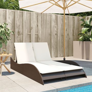 vidaXL Wellnessliege Gartenliege Sonnenliege mit Auflagen Braun 114x205x73 cm Polyrattan