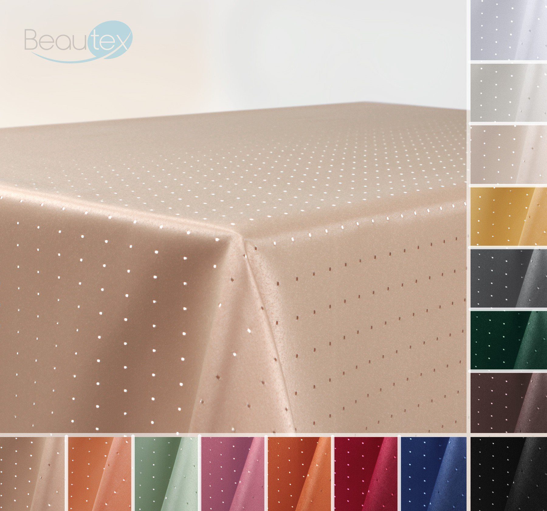 Beautex Tischdecke Damast Punkte bügelfrei fleckenabweisend pflegeleichte Tischwäsche (1-tlg), fleckenabweisend, Lotuseffekt, formstabil, strapazierfähig