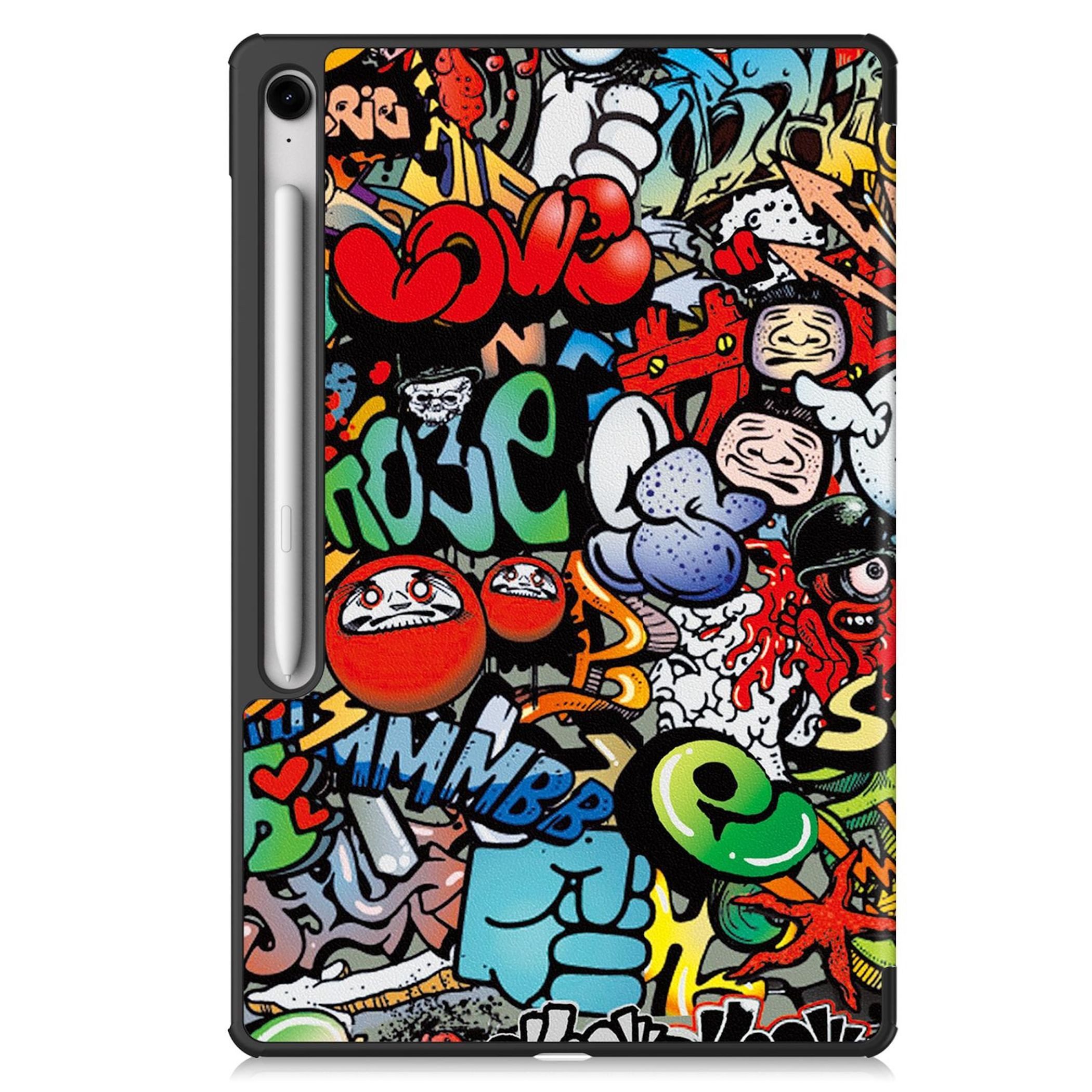 Wigento Tablet-Hülle Für Samsung Galaxy Tab S10 FE Plus 3folt Wake UP Smart Hülle Graffiti, Graffiti Design, 3-Fold Standfunktion