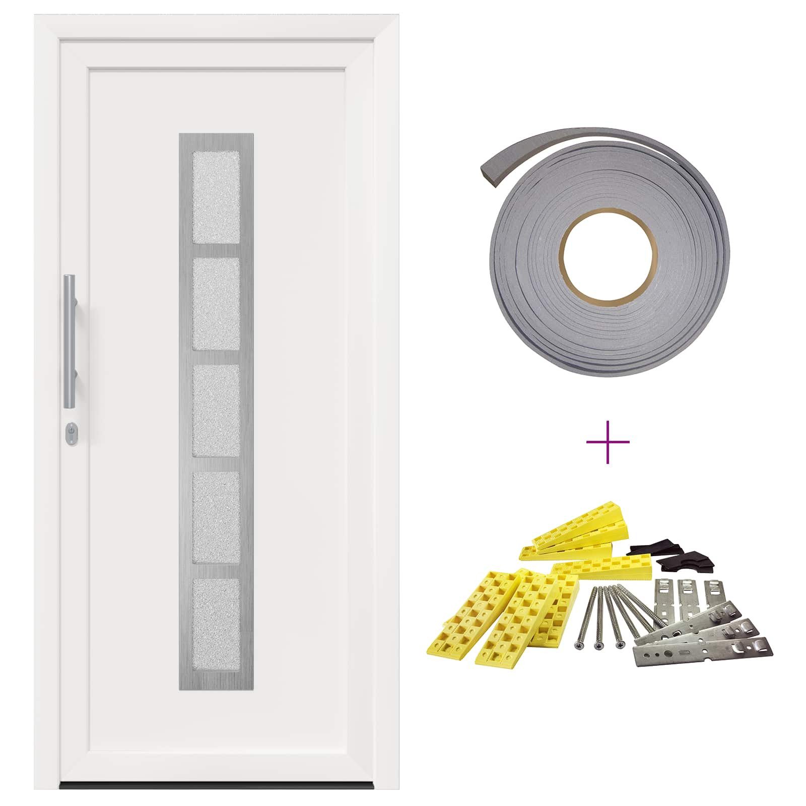 vidaXL Haustür Vordertür 108 x 208 cm PVC Weiß (1-St)
