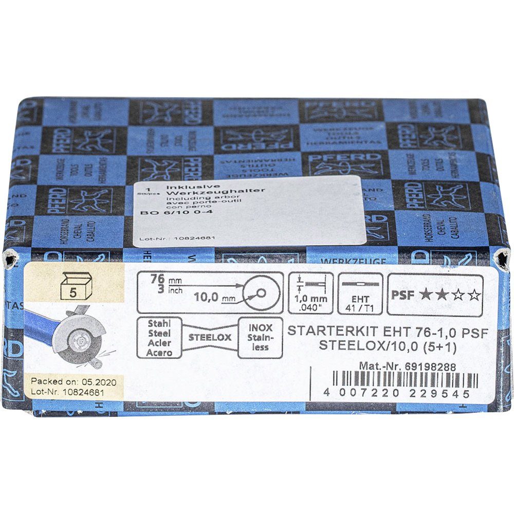Pferd Trennscheibe PFERD TOOLS STARTKIT EHT 76-1,0 PSF STEELOX/10 (5+1) 69198288 Trennsch, Ø 76.00 mm