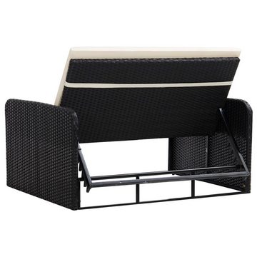 vidaXL Gartenlounge-Set 2-tlg. Garten-Lounge-Set mit Auflagen Poly Rattan Schwarz, (2-tlg)