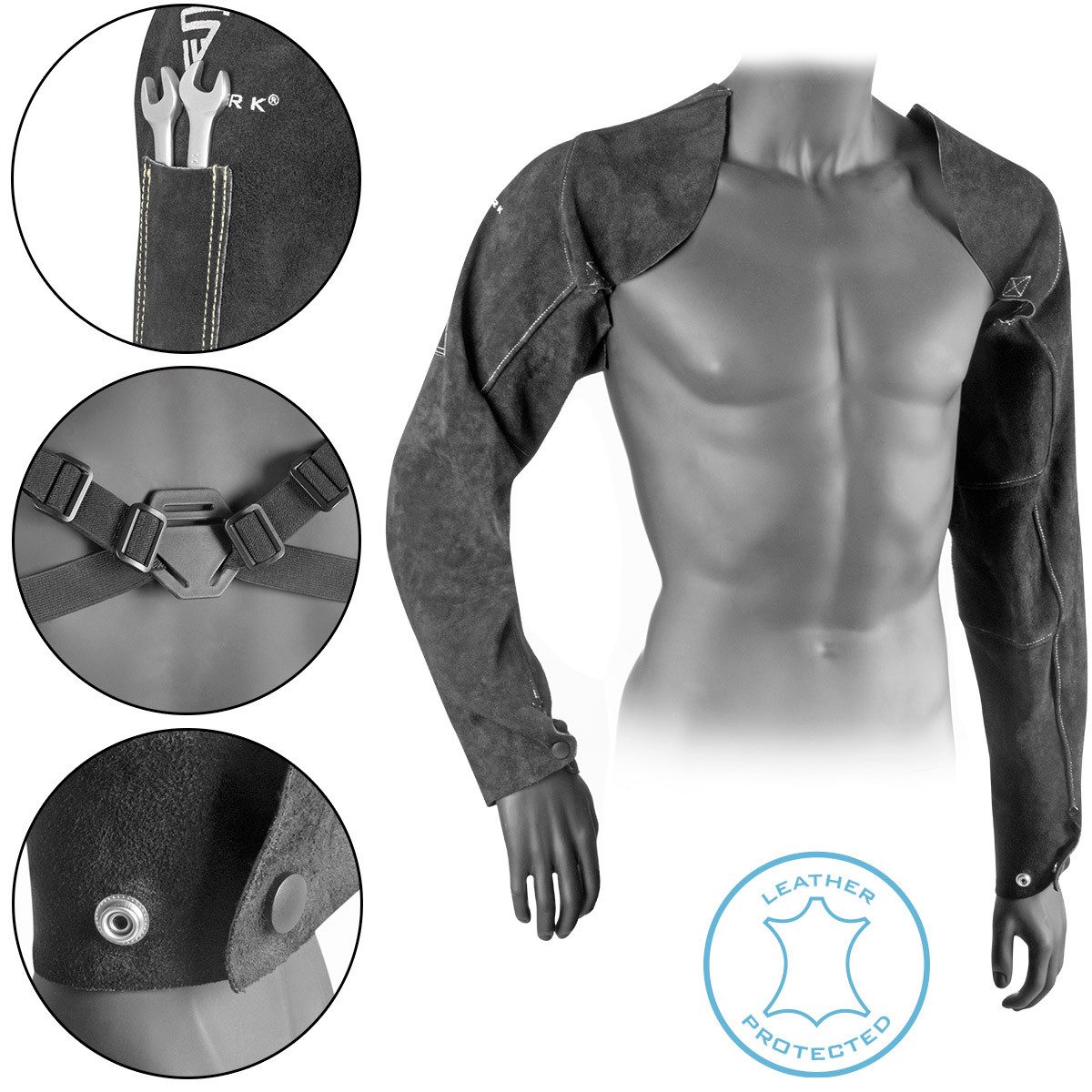 STAHLWERK Schweißerhandschuhe Schweißerärmel / Schweißerstulpen (Set, 1-St., Einzelartikel) feuerbeständig, schwer entflammbar