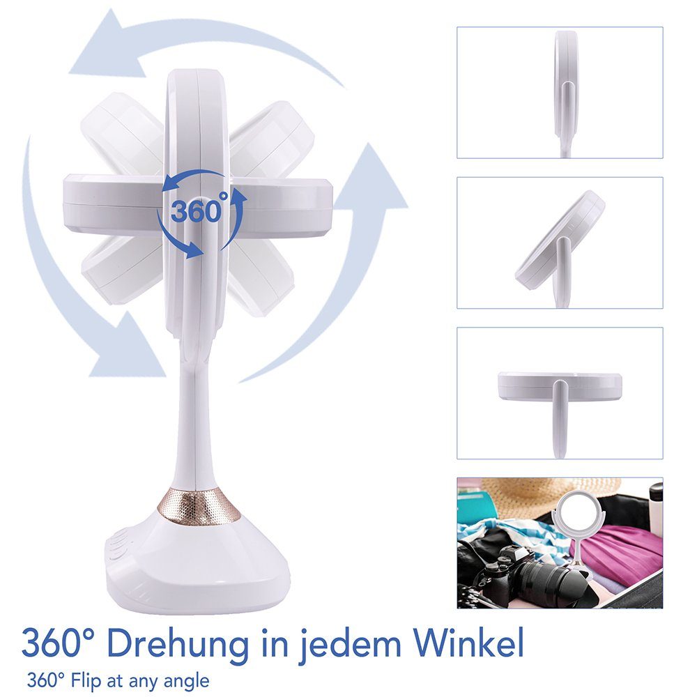 Mucola Schminkspiegel Kosmetikspiegel 1- und 5-fach Vergrößerung LED Beleuchtung Spiegel (Stück, 1-St., Premium-Spiegel), Bluetoothlautsprecher