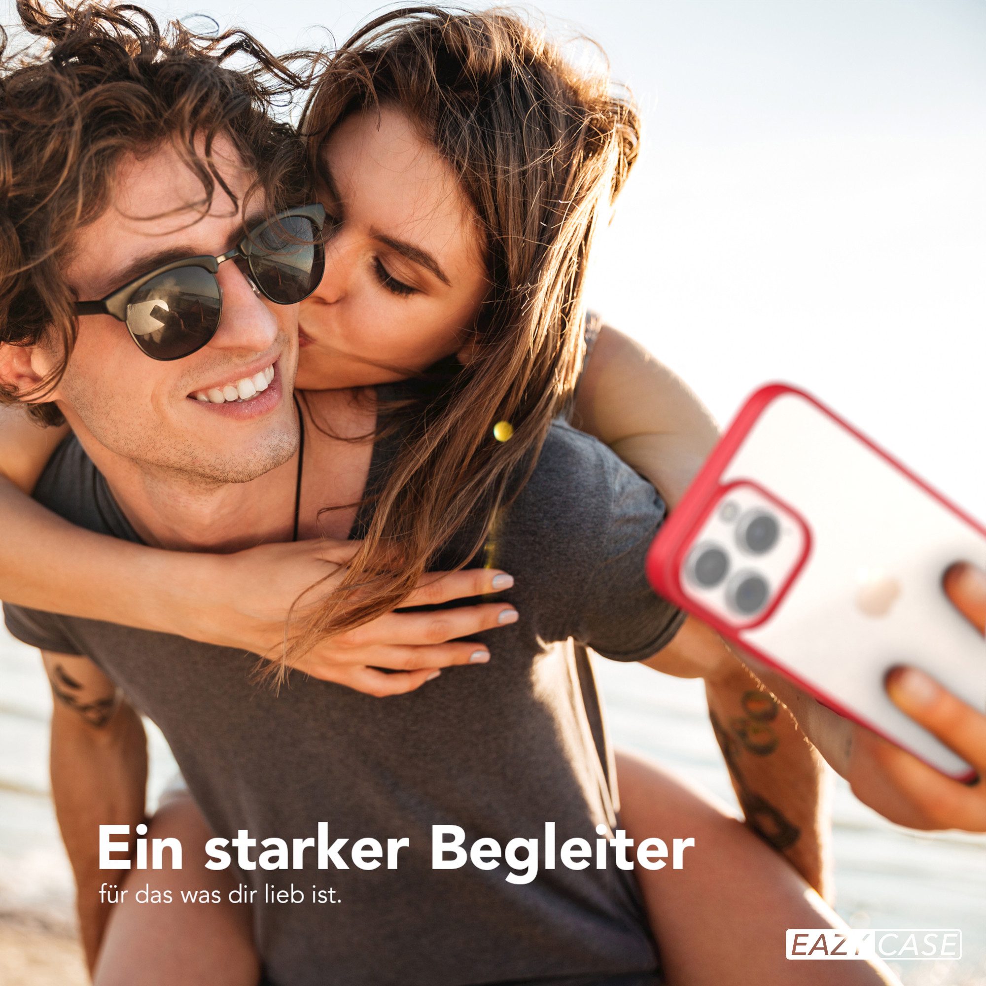 EAZY CASE Handyhülle Bumper Case für Apple iPhone 15 Pro Max 6,7 Zoll, Hülle Transparent Backcover kratzfest Slim Cover Durchsichtig Rot – Bild 2 von 5
