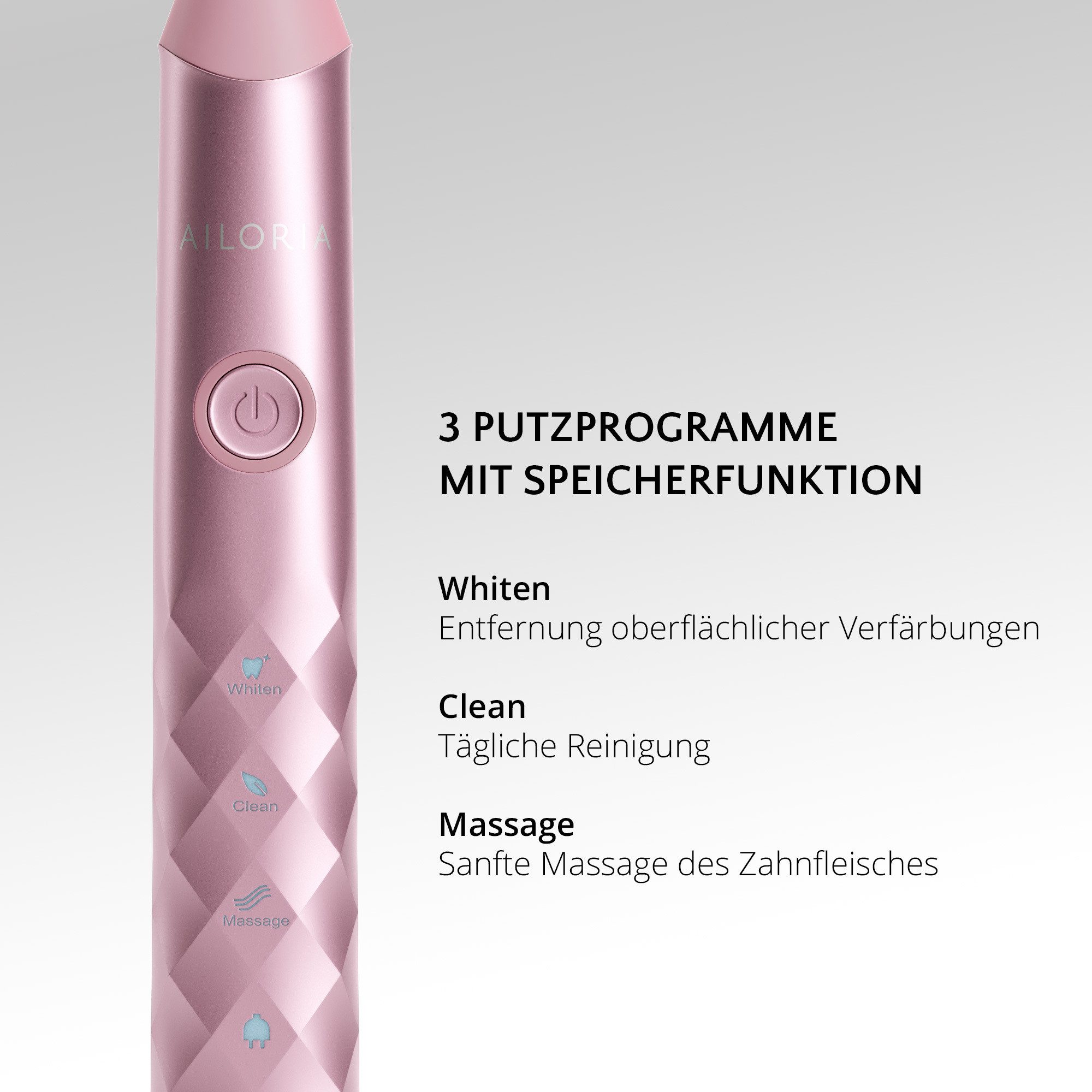 AILORIA Schallzahnbürste SHINE BRIGHT USB-SONIC TOOTHBRUSH Sommer-Edition, Aufsteckbürsten: 2 St., Dynamische Reinigungswirkung