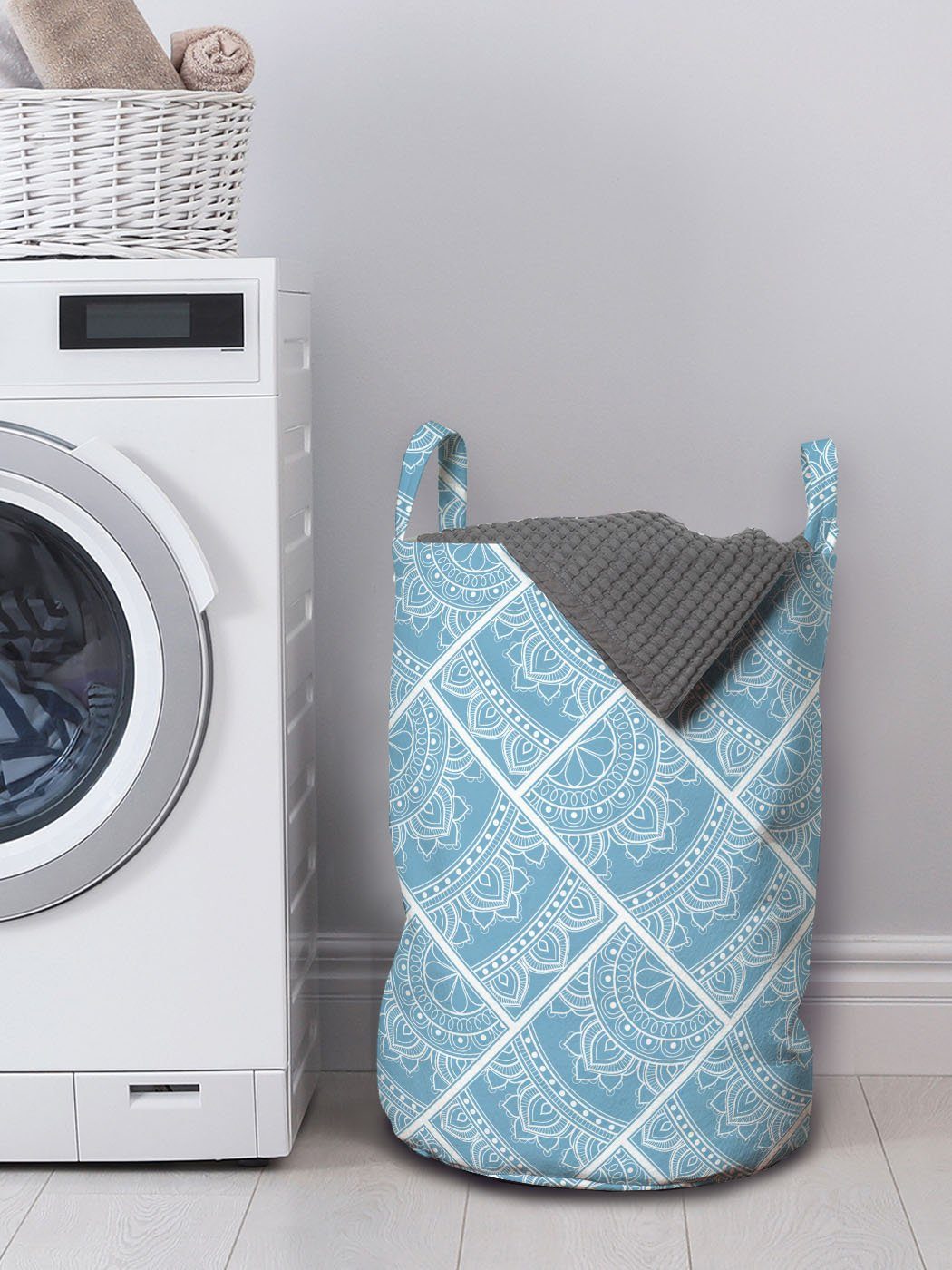 Abakuhaus Wäschesäckchen Wäschekorb mit Jahrgang Paisley Griffen Stil Kordelzugverschluss für Waschsalons