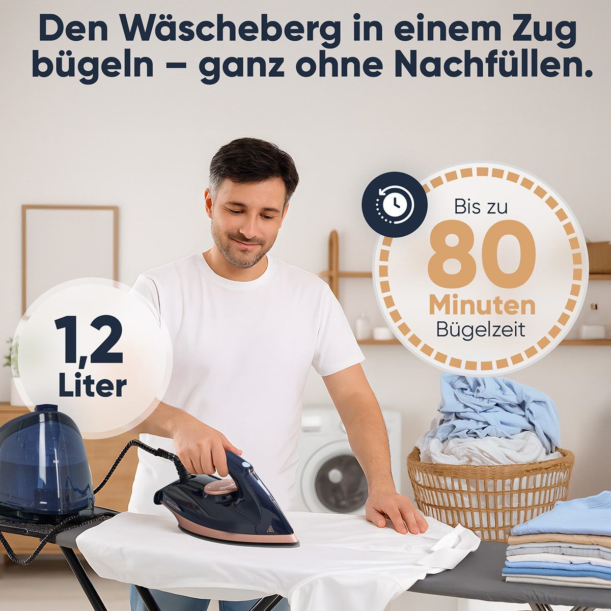 ProfiCare Dampfbügelstation PC-DBS 3127, Dampfbügelstation, Keramiksohle, 2400W