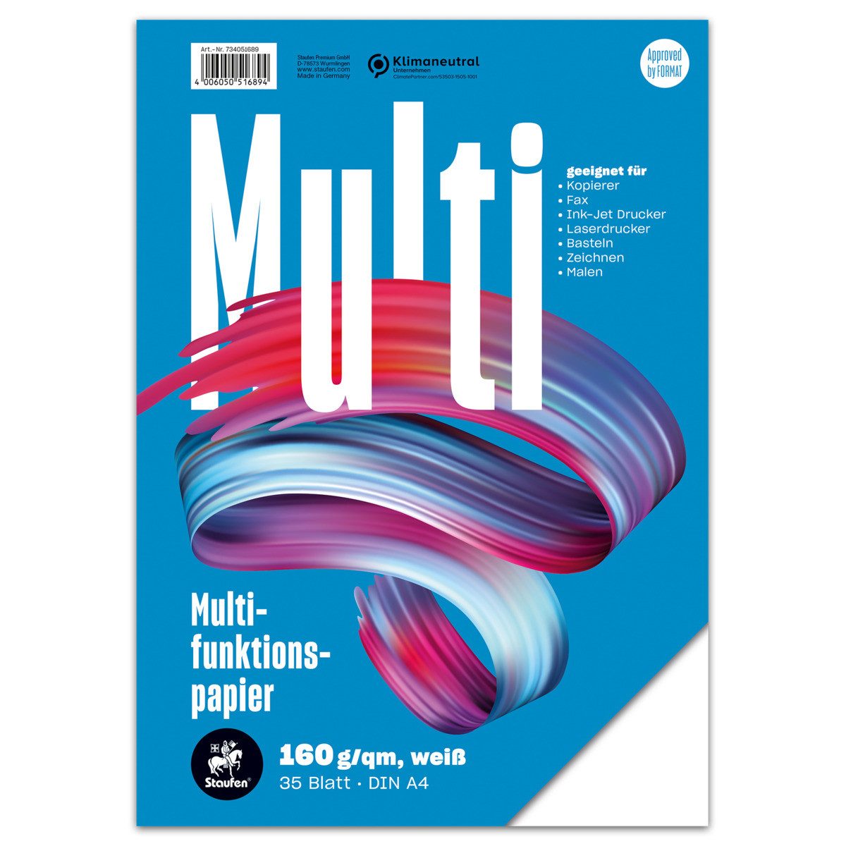 Staufen Drucker- und Kopierpapier Staufen Multifunktionspapier 35 Blatt 160g/m² weiß DIN A4