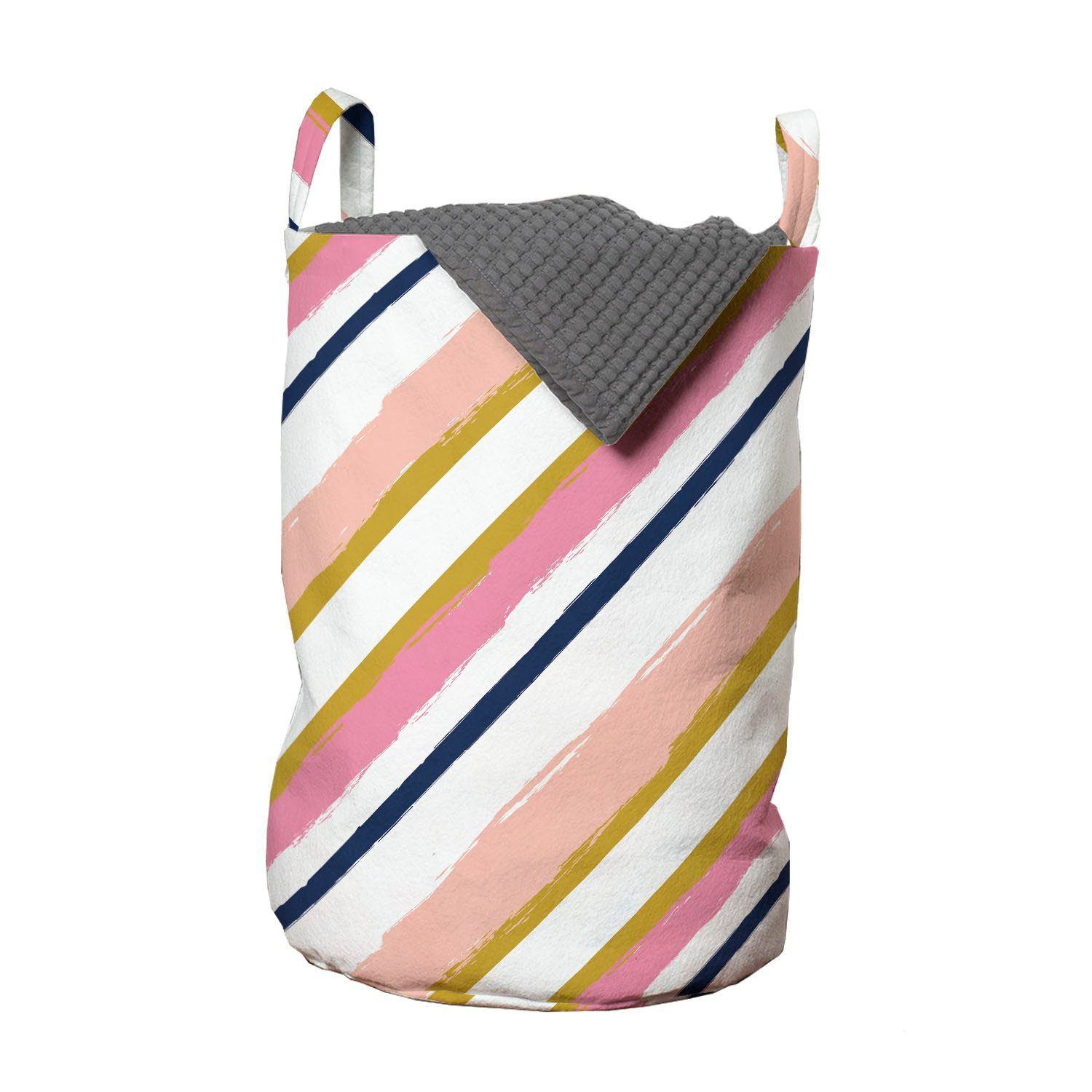 Abakuhaus Wäschesäckchen Wäschekorb mit Griffen Kordelzugverschluss für Waschsalons, Streifen Abstrakte weiche Bürste Farbe