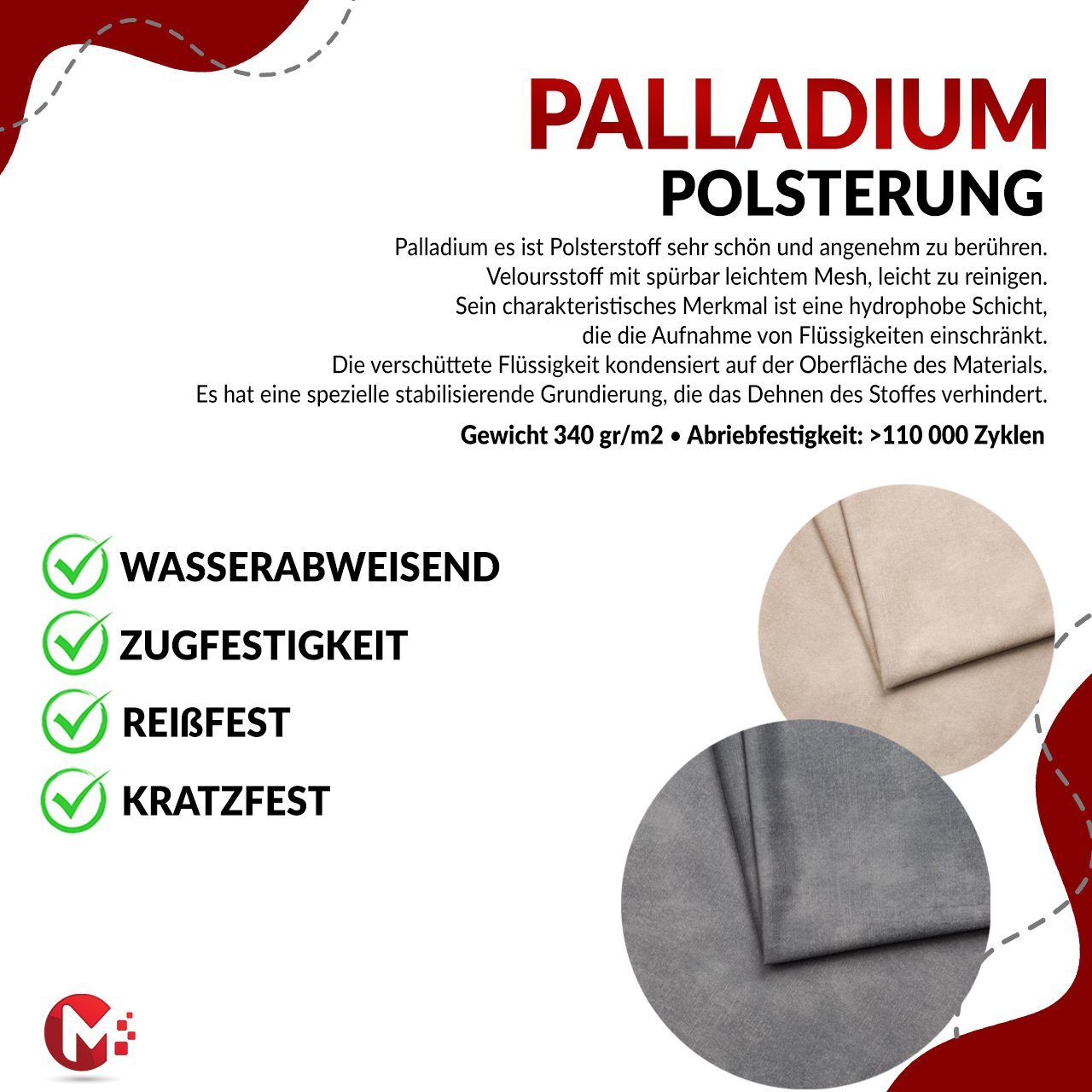 MKS L Polstersofa Ecksofa - ohne Bettkasten Palladium CARDI, Schwarz Wohnzimmer MÖBEL Couch