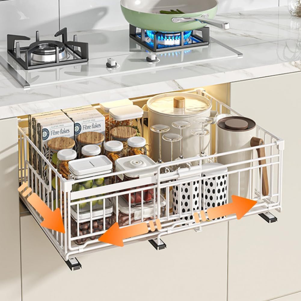 Küchenorganizer-Set Teleskopschublade, Ausziehbare Schublade Küche Organizer Schrank