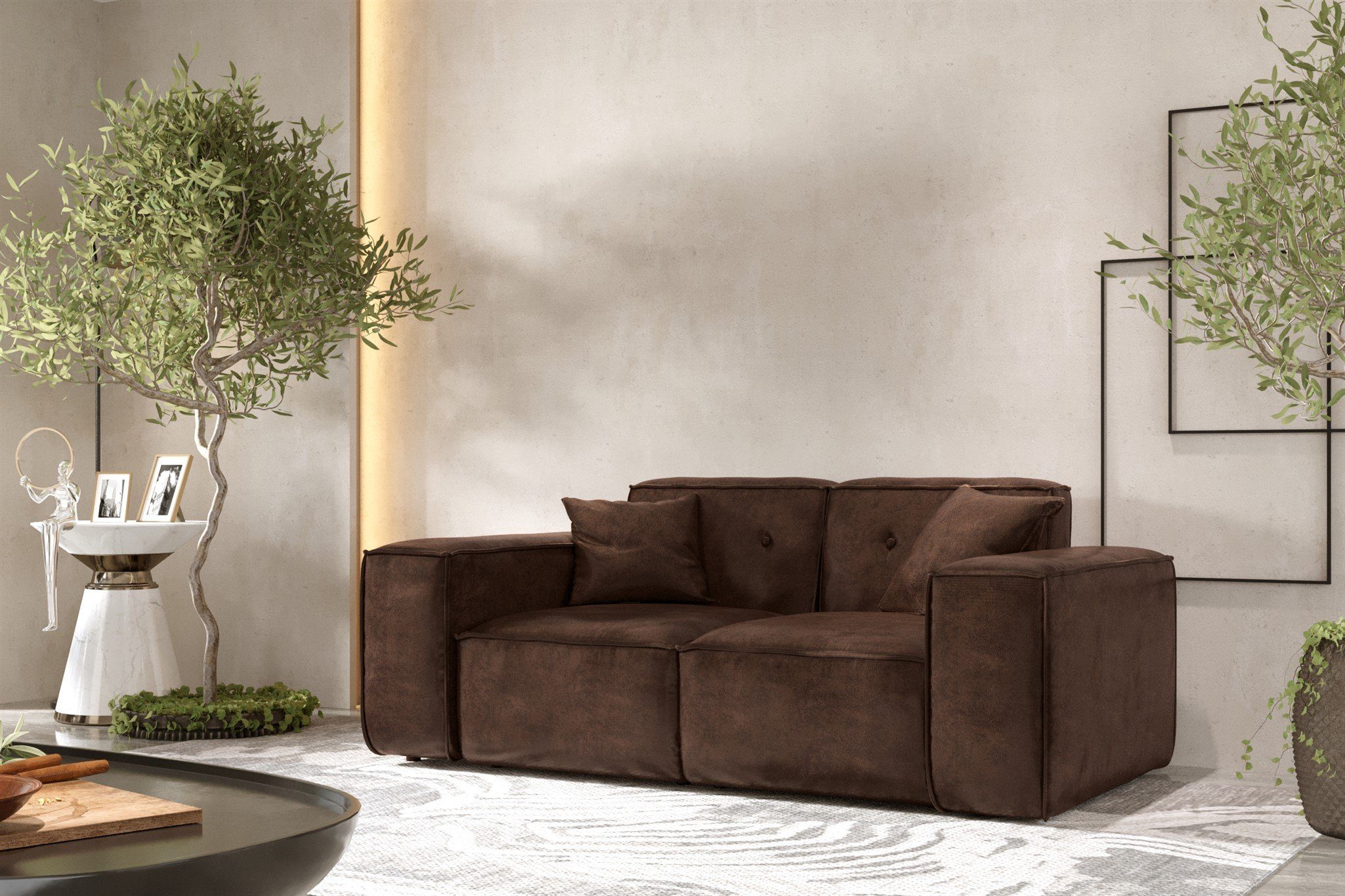Fun Möbel Sofa Designersofa CESINA 2-Sitzer im Vintage Look, inkl. 2 Zierkissen, Rundumbezug