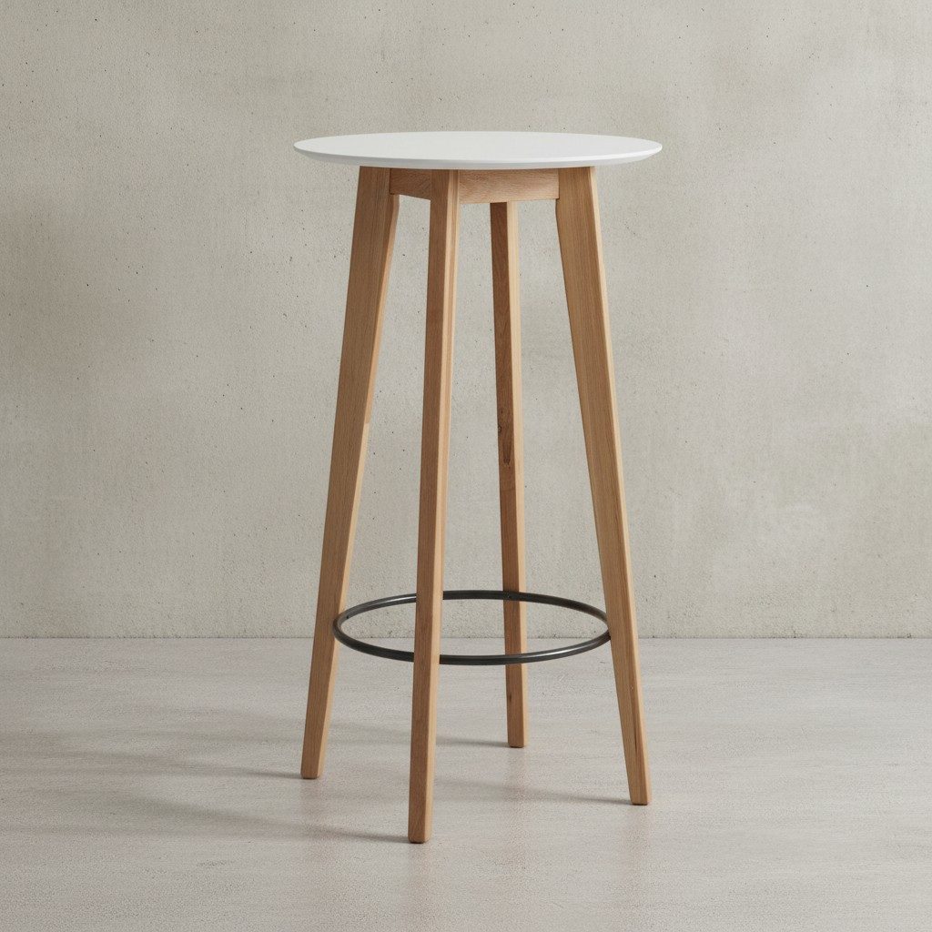 KADIMA DESIGN Bartisch Stehtisch 60x110x60 cm Weiß Rund, Bartisch für 4 Personen, Moderner, Tisch für Bar, Design Partytisch Holz, Hochtisch Eiche Skandinavisch