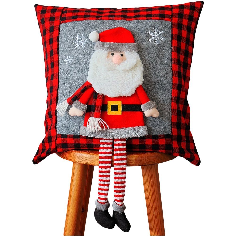 Kissenbezüge Kissenbezug Weihnachtsmann grau bunt Polyester 40x40 cm, matches21 HOME & HOBBY (1 Stück)