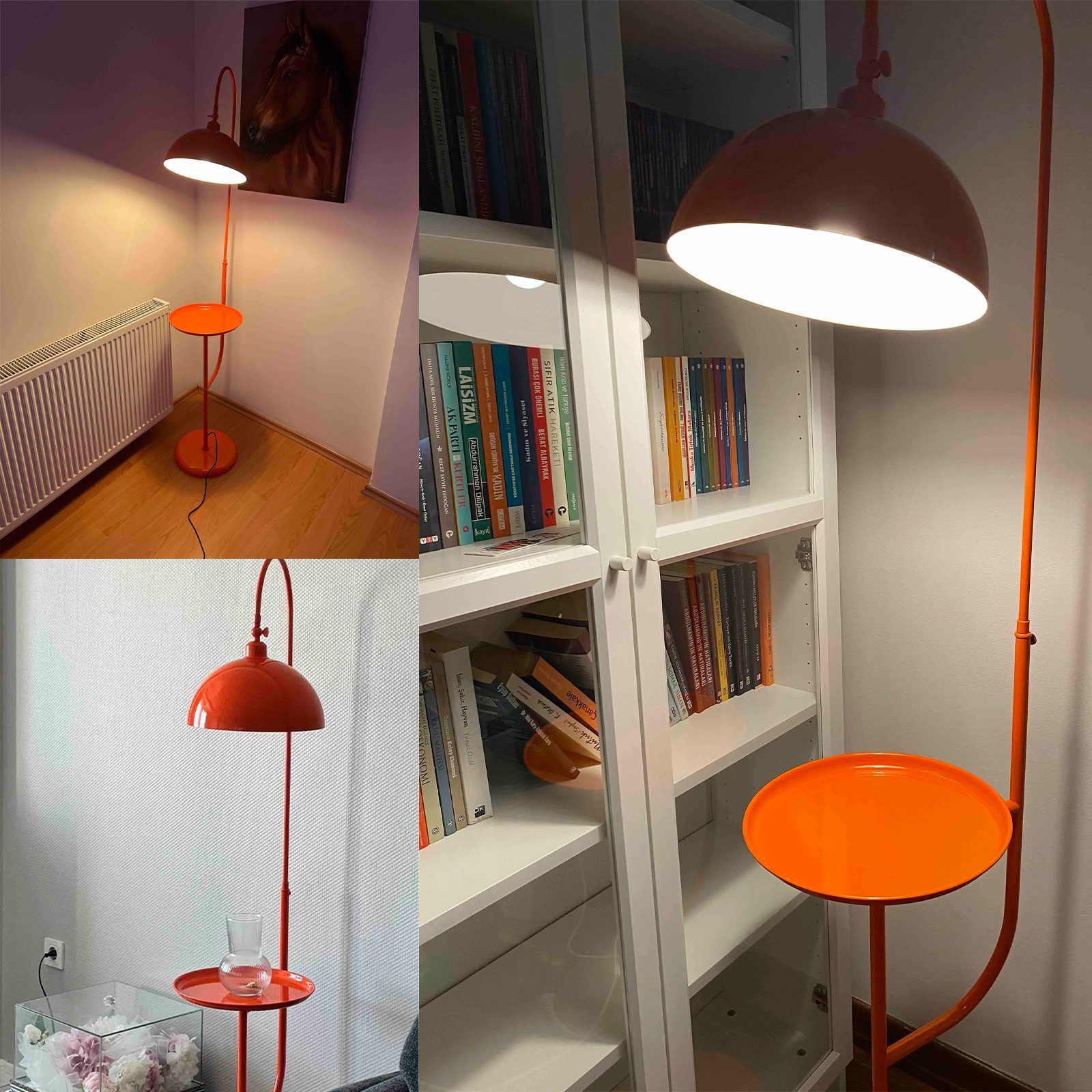 Bamyum Stehlampe Moderne Stehlampe aus Metall mit E27, verstellbarer Lampenschirm, ohne Leuchtmittel, E27, verstellbarer Lampenschirm, Stehluchte mit Ablage – Bild 5 von 5