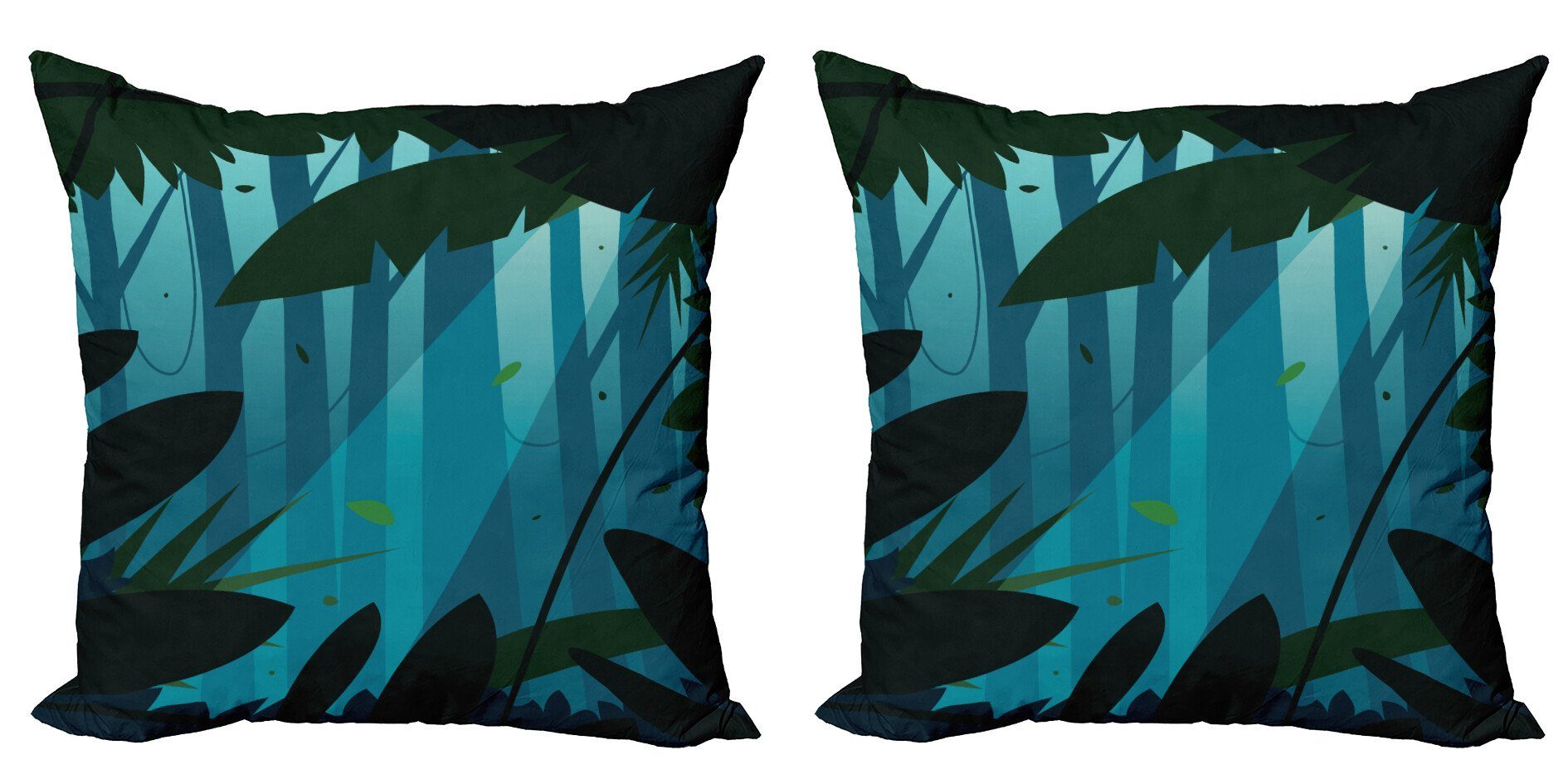 Kissenbezüge Modern Accent Doppelseitiger Digitaldruck, Abakuhaus (2 Stück), Dreamy Jungle Wald Blätter