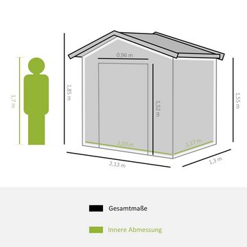 Outsunny Gerätehaus mit Schiebetüren, Bodenrahmen, BxT: 213x130 cm, (Set, 1 St., 1 x Geräteschuppen), mit Fundament