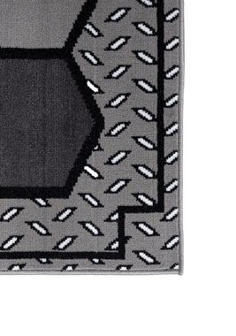Designteppich Modern Teppich Kurzflor Wohnzimmerteppich Robust und pflegeleicht GRAU, Mazovia, 80 x 150 cm, Fußbodenheizung, Allergiker geeignet, Farbecht, Pflegeleicht, Geometrisch