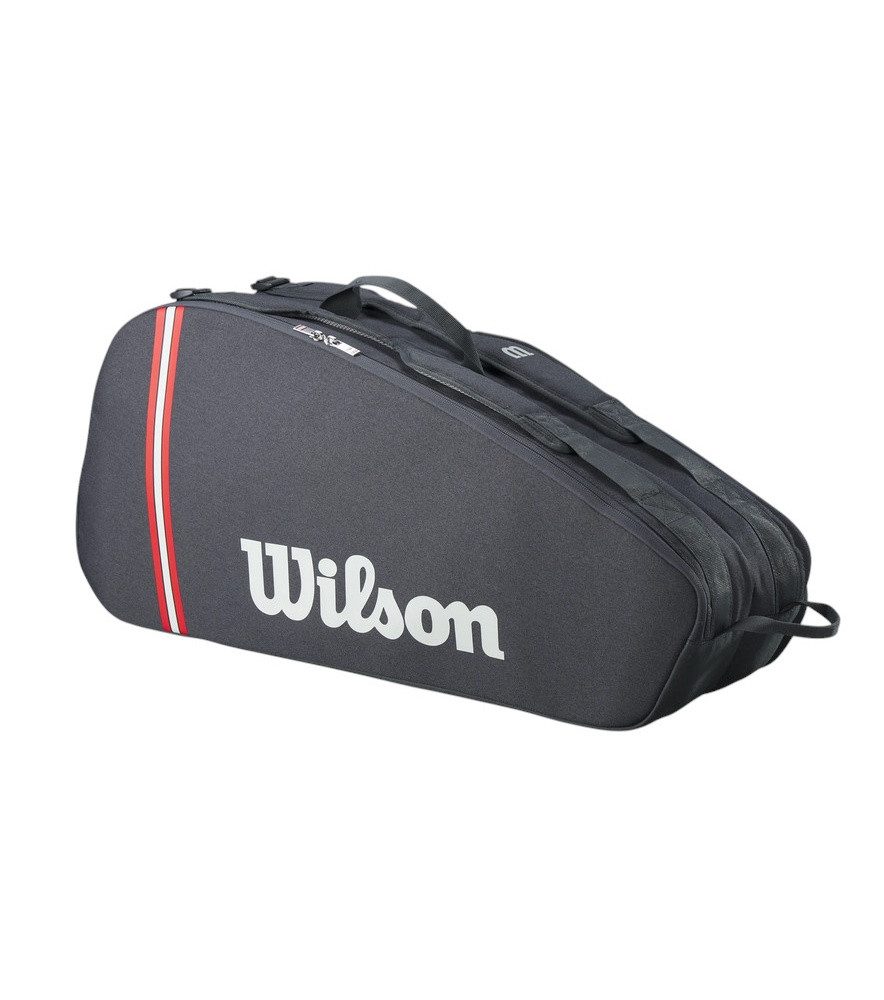 Wilson Sporttasche Racketbag Tour Bag 2025 (Schlägertasche, 2 Hauptfächer) schwarz 6er