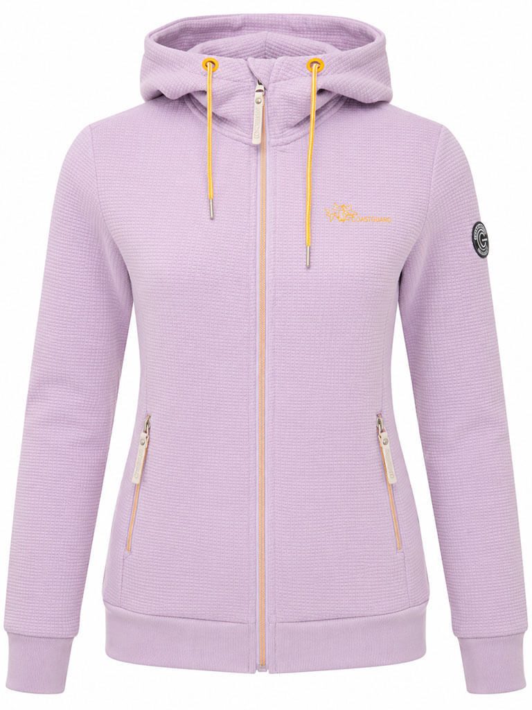 Coastguard Kapuzensweatjacke Damen Sweatjacke 51063 mit Kapuze - Kapuzenjacke mit Waffelstruktur Kapuzen-Print, Kinnschutz, Reißverschlusstaschen, Rippbündchen