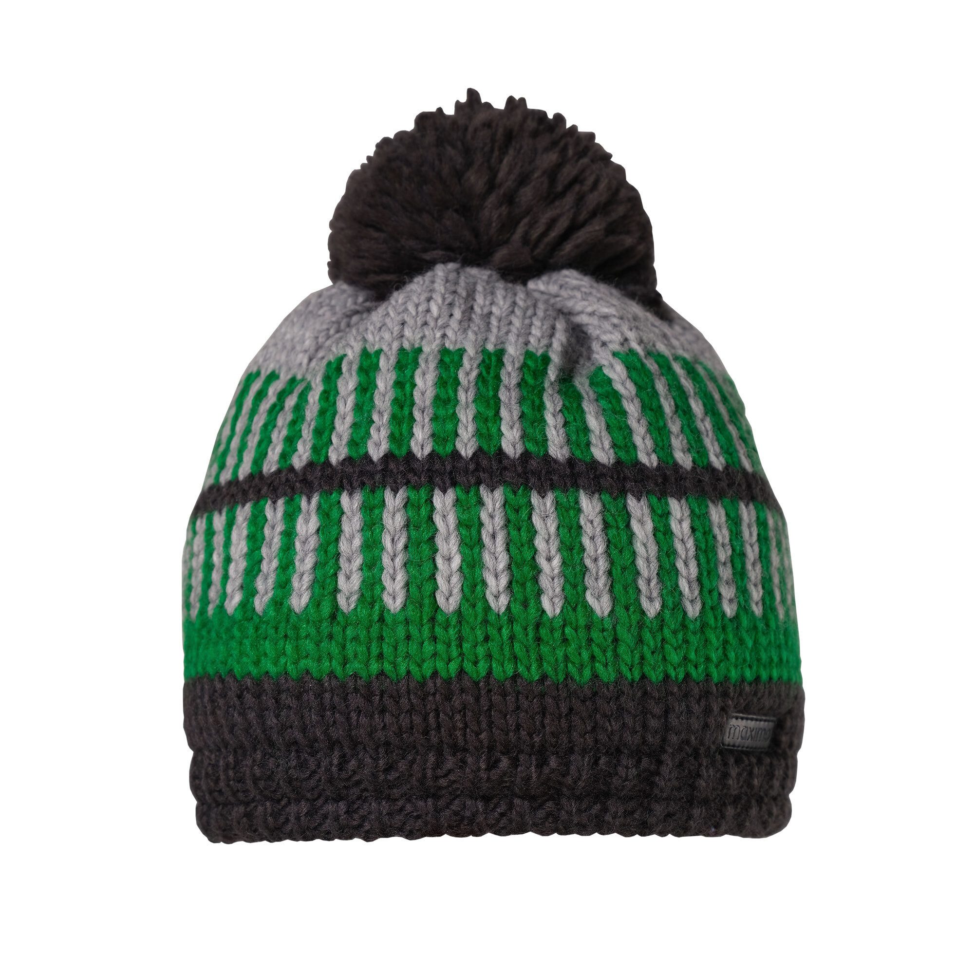Strickmütze KIDS-Mütze, Pompon Farbwechseljacquard, Futter