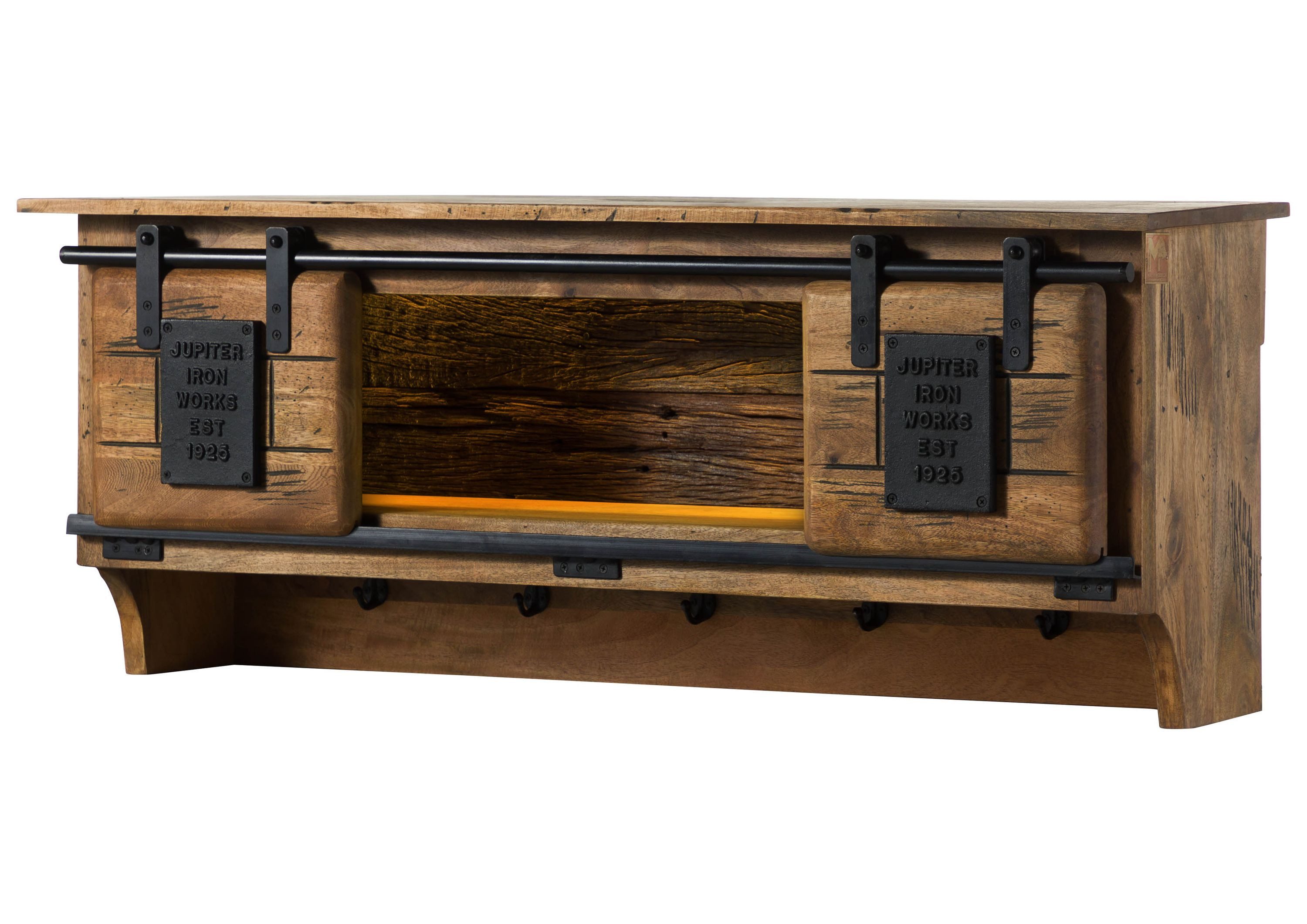 Massivmoebel24 Wandregal RAILWAY LUX, 1-tlg., Mango / Altholz 115x30x45 natur lackiert RAILWAY LUX #150