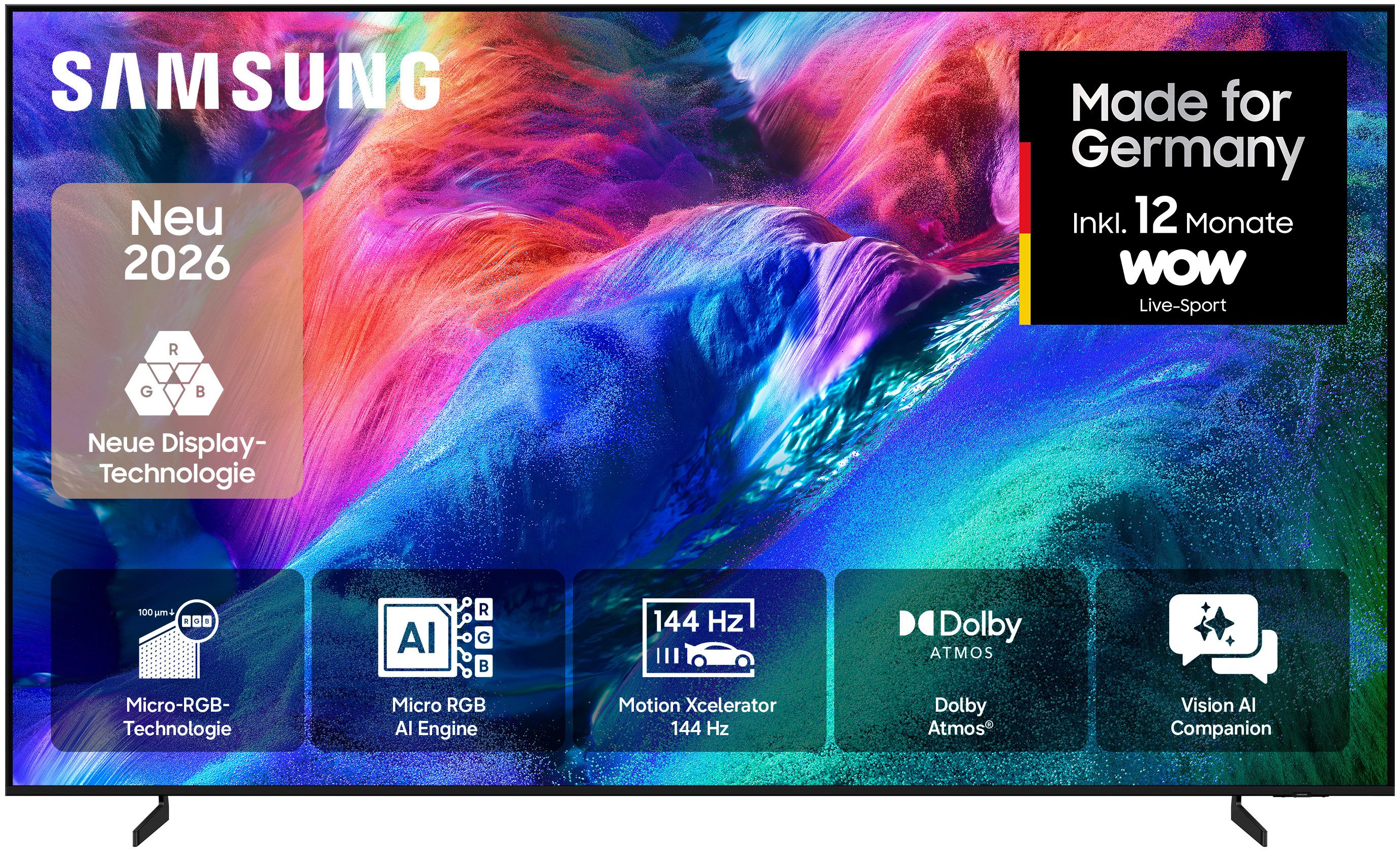 Samsung GMR100R85HU LCD-LED Fernseher (252 cm/100 Zoll, 4K Ultra HD, Smart-TV, Micro RGB, 100% BT.2020 Farbraum, Motion Xcelerator 144Hz, Dolby Atmos)